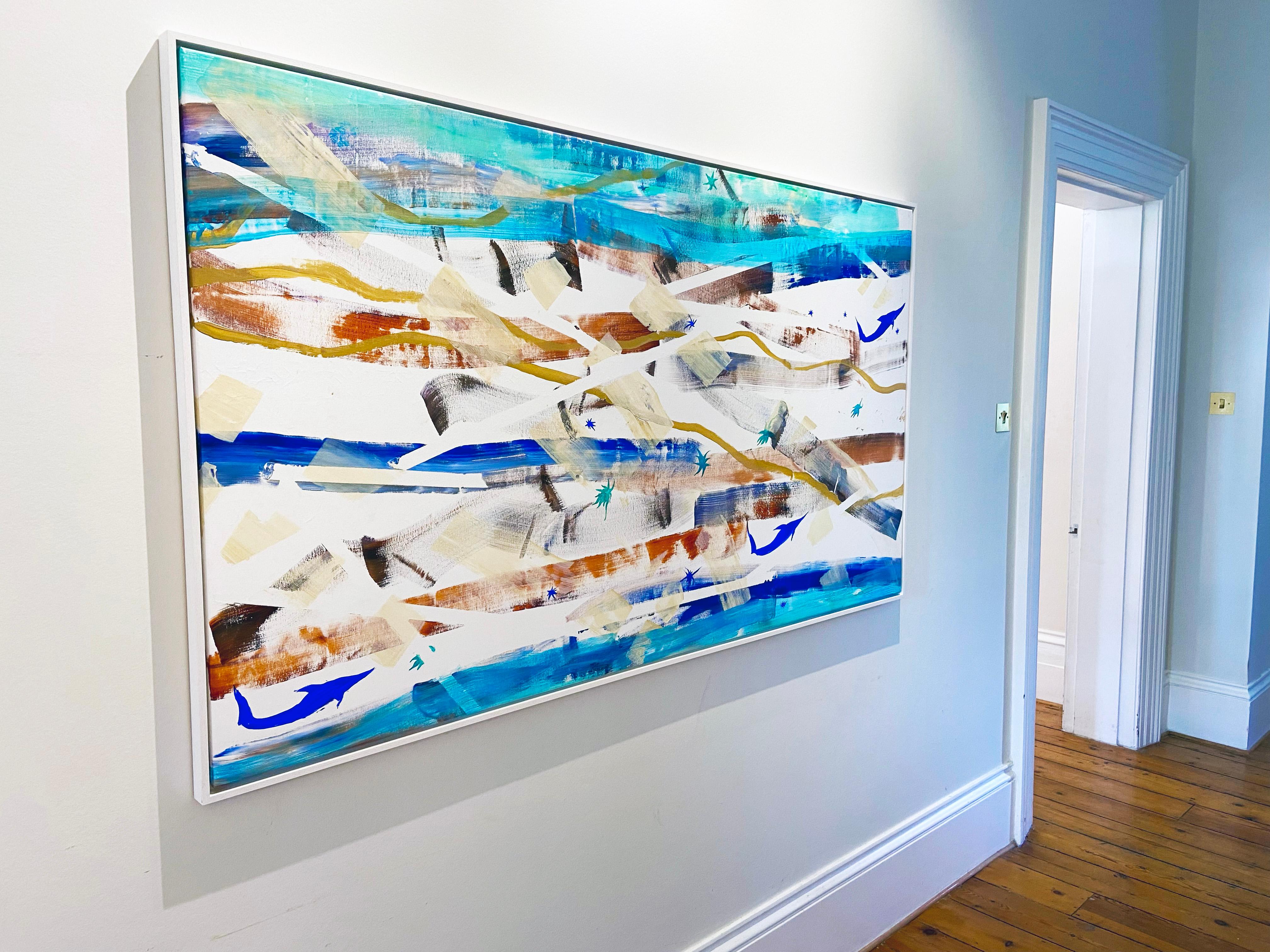 FRAMED
sea, fish, water, blue, white, waves, freedom

The item is located in central London, United Kingdom.


acrylic, oil on canvas
one-of-a-kind

105x185cm
Full size 110x190cm




       In this vibrant abstract artwork, a swirl of colours and