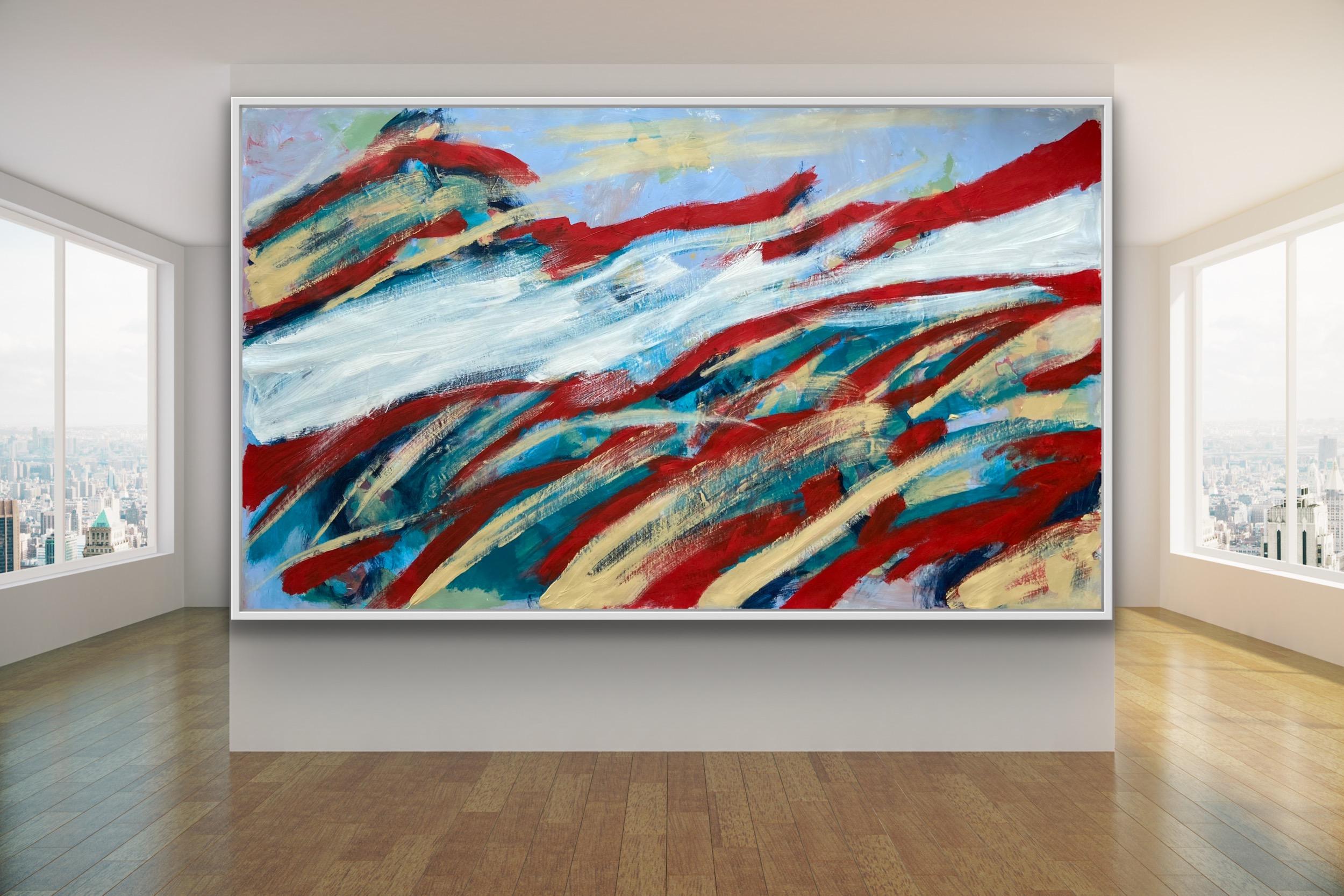 Cuerdas rojas de la suerte buena suerte - Landscape Painting Gris de Katarina Joys