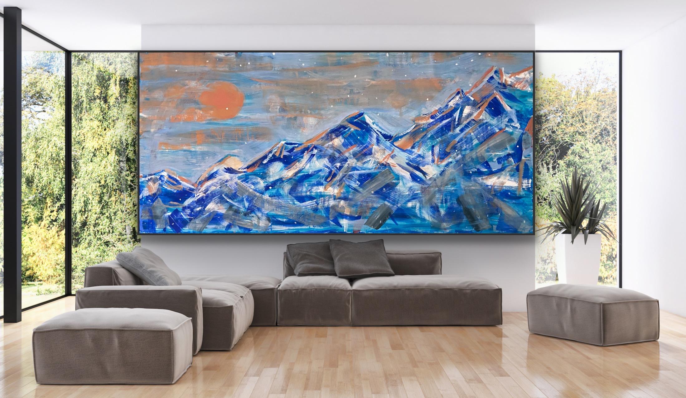 pintura de paisaje Montañas azules - Painting Expresionismo abstracto de Katarina Joys