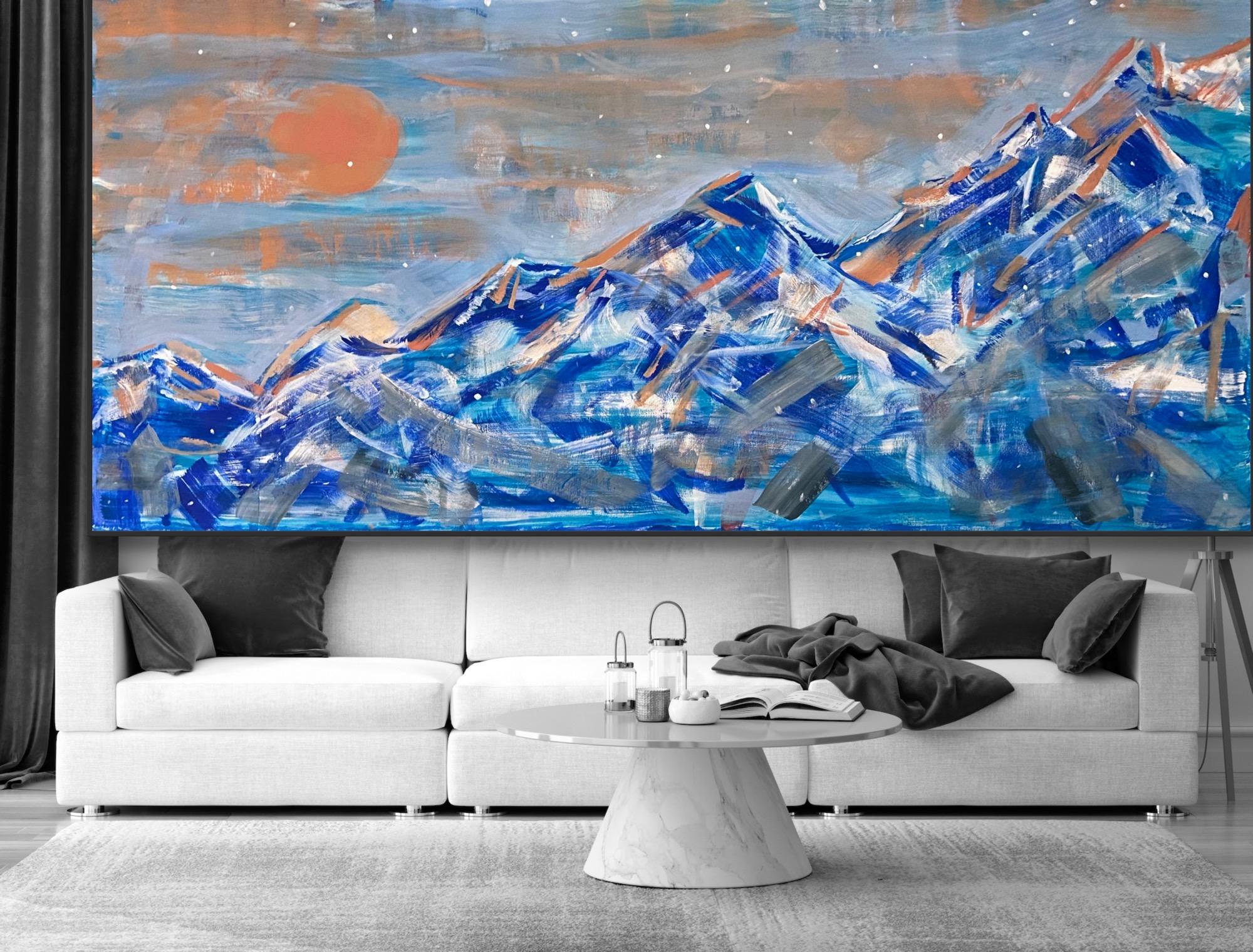 pintura de paisaje Montañas azules - Painting de Katarina Joys