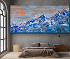 pintura de paisaje Montañas azules