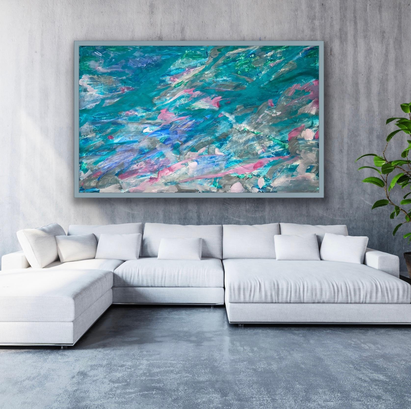 Abstract expressionism, painting on canvas, Myriad passion (Grau), Landscape Painting, von Katarina Joys