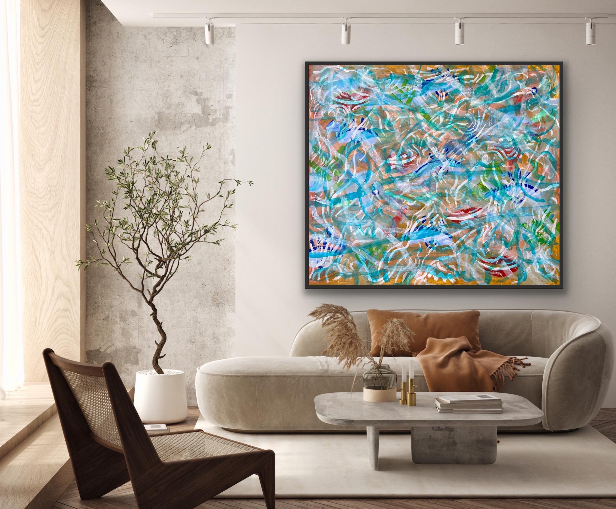 Pleasure map - Gray Abstract Painting by Katarina Joys