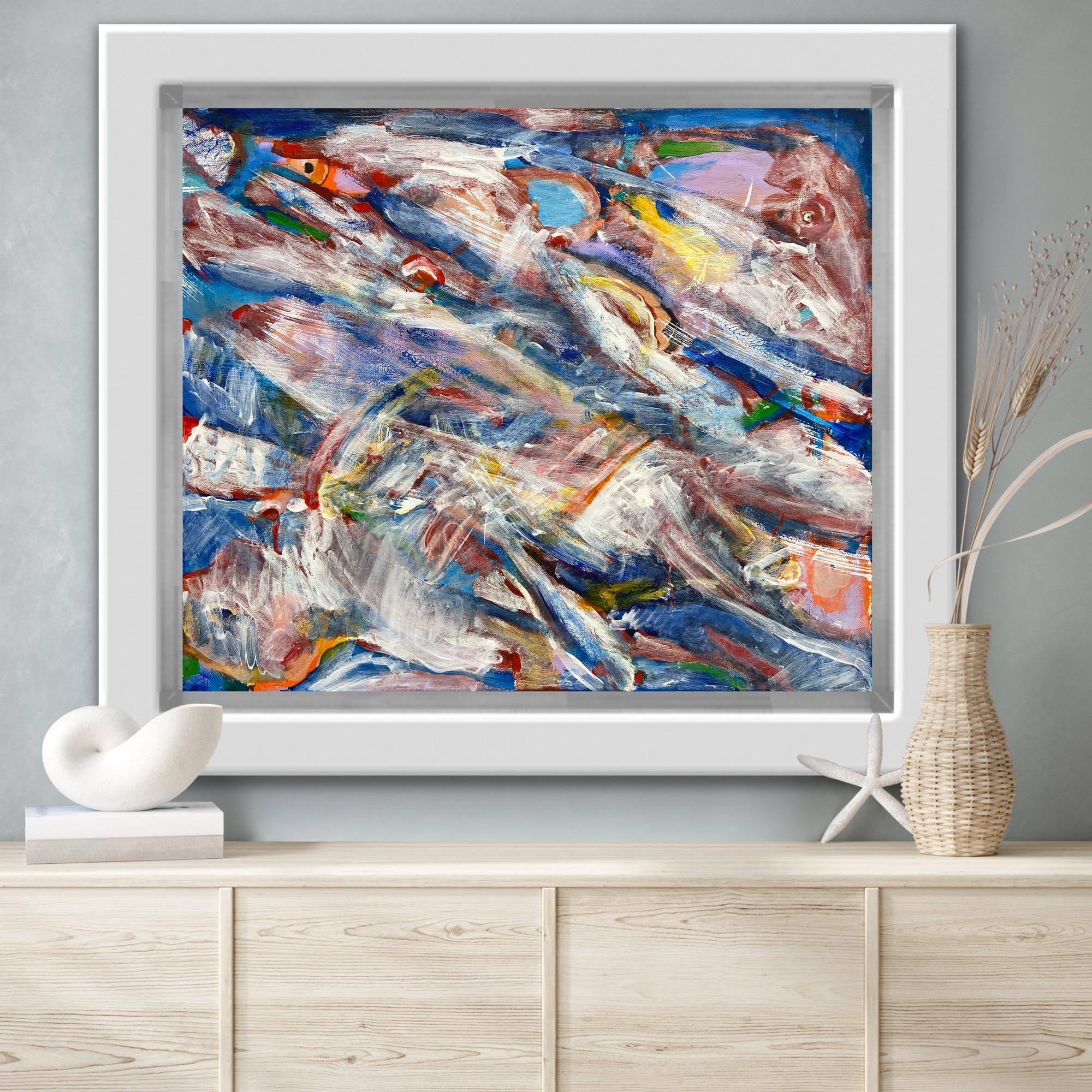 Rainbow flowers, abstract art, abstract painting, abstract expressionism, canvas im Angebot 5