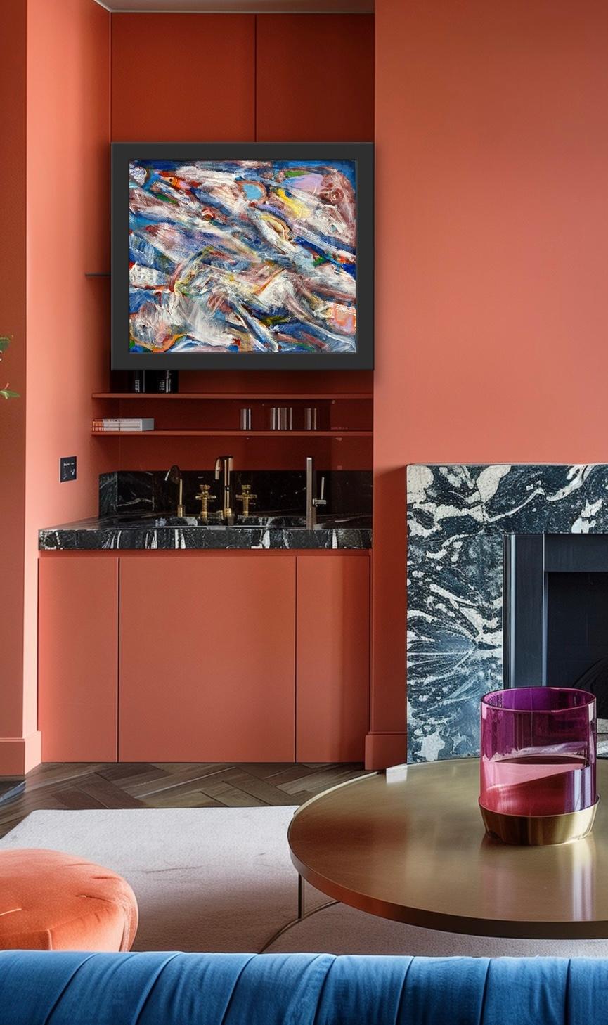 Rainbow flowers, abstract art, abstract painting, abstract expressionism, canvas im Angebot 6