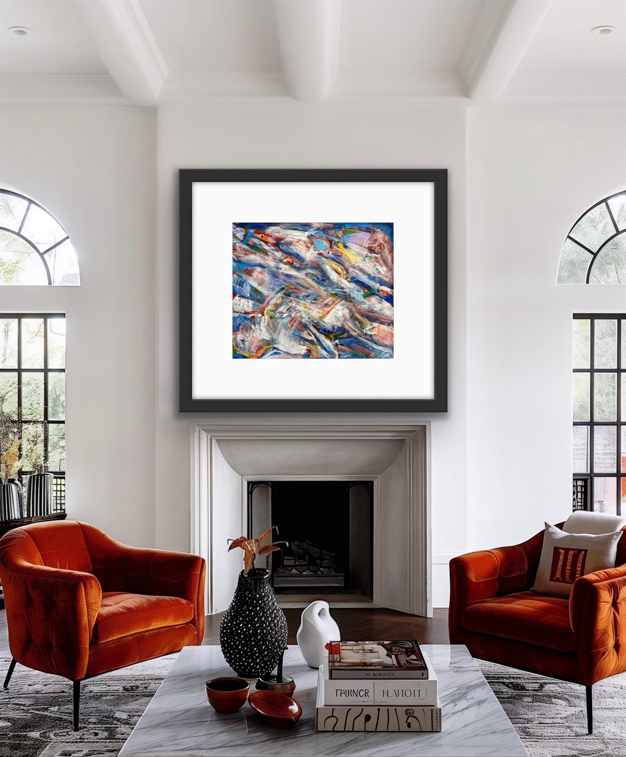 Rainbow flowers, abstract art, abstract painting, abstract expressionism, canvas im Angebot 7