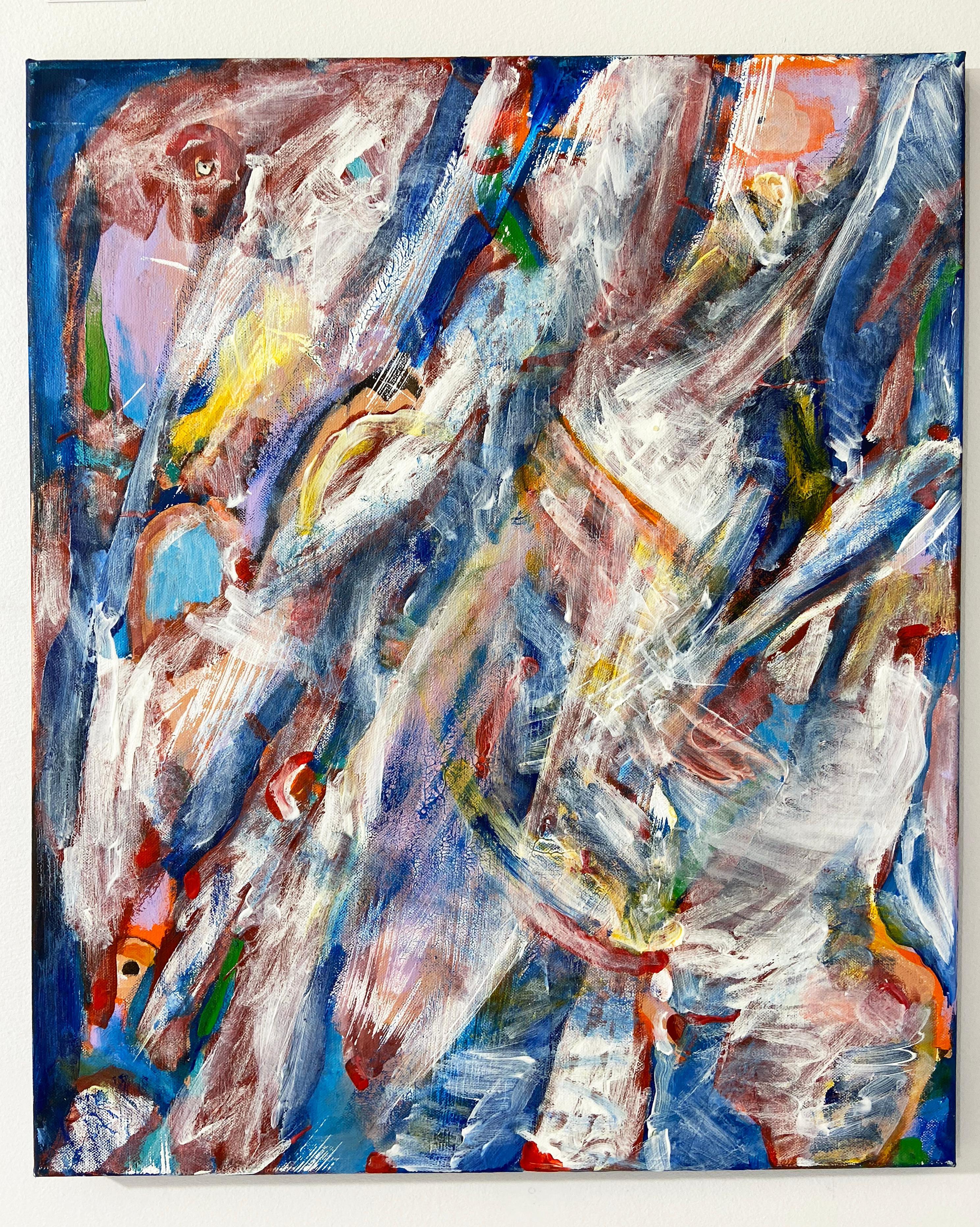 Rainbow flowers, abstract art, abstract painting, abstract expressionism, canvas im Angebot 9