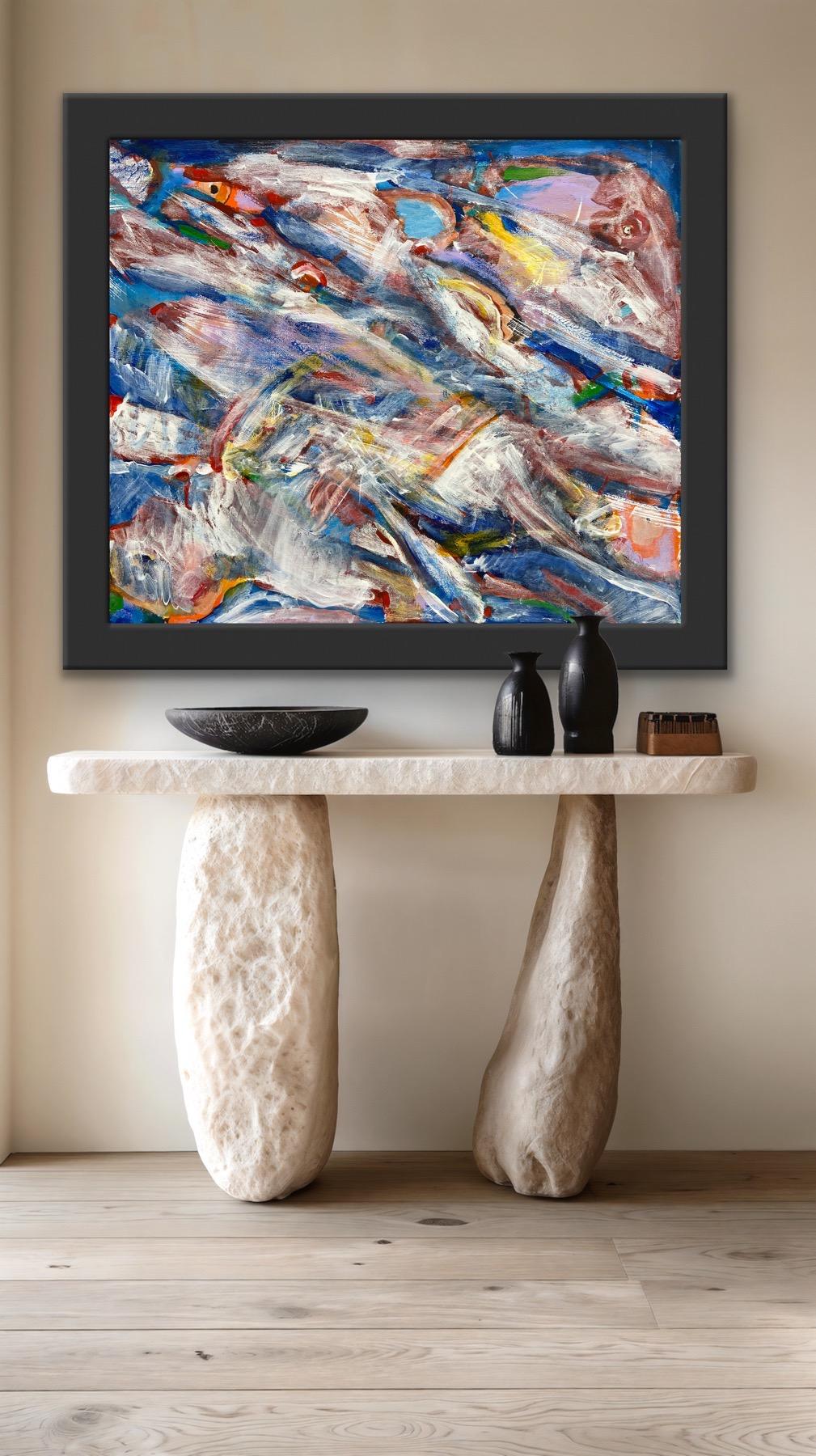 Rainbow flowers, abstract art, abstract painting, abstract expressionism, canvas im Angebot 10