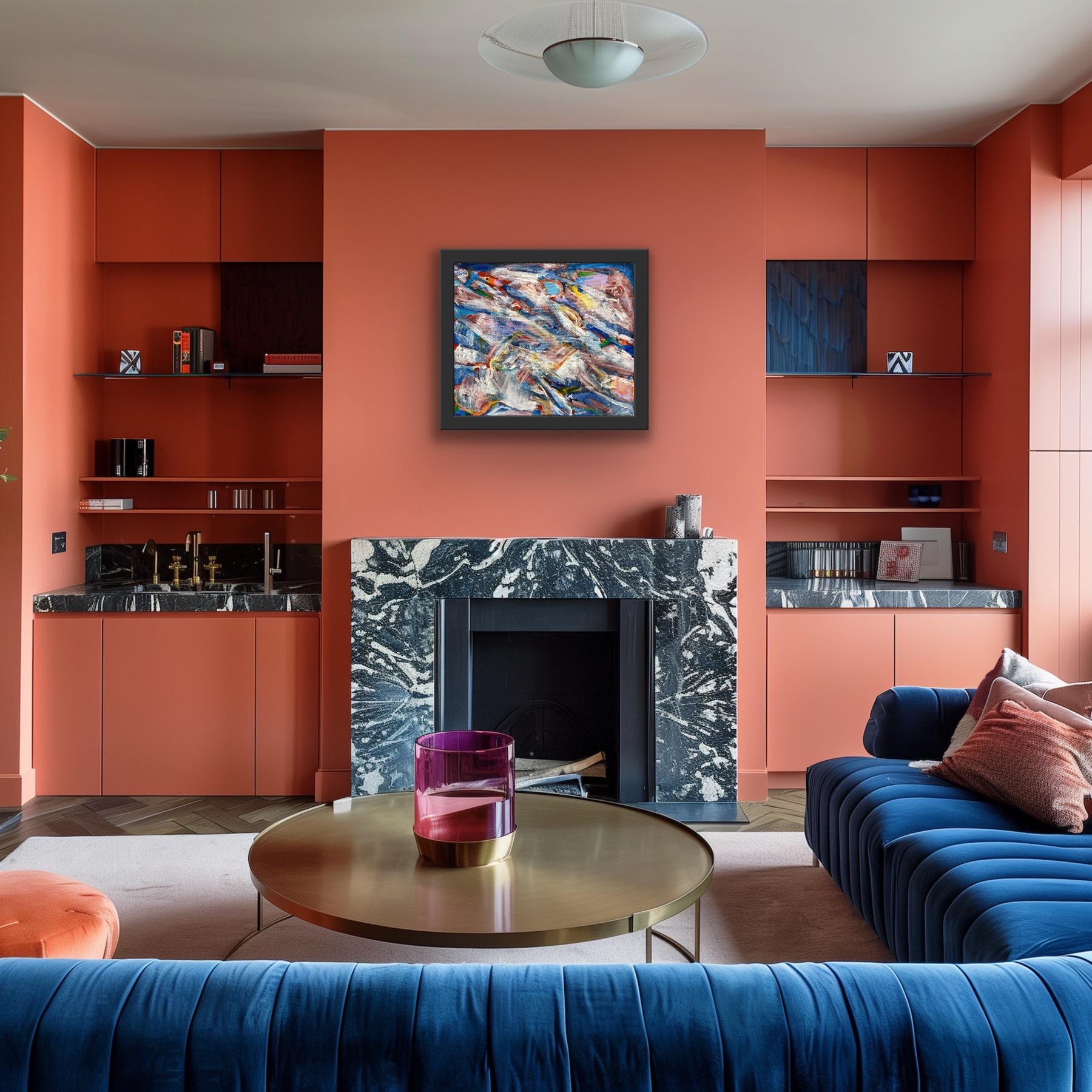 Rainbow flowers, abstract art, abstract painting, abstract expressionism, canvas im Angebot 11