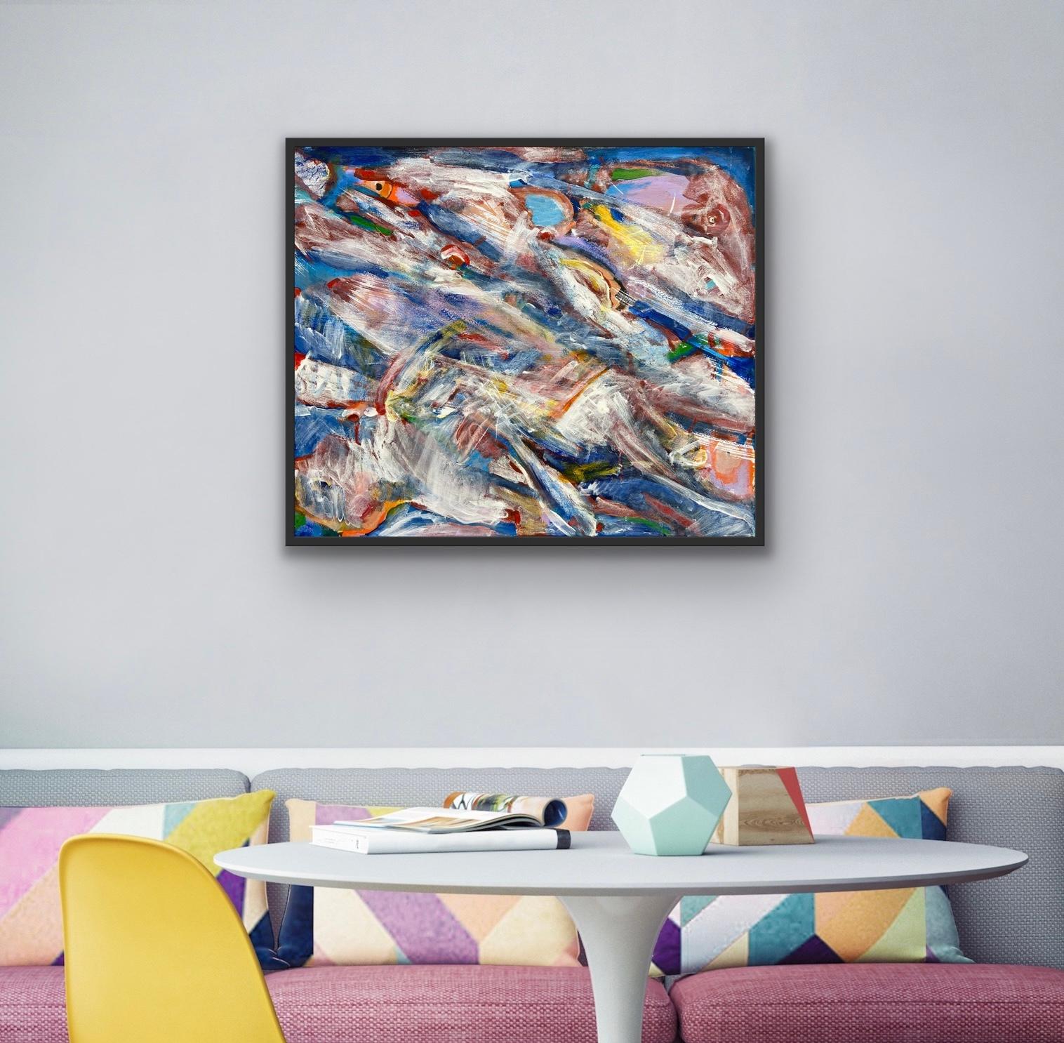 Rainbow flowers, abstract art, abstract painting, abstract expressionism, canvas (Abstrakter Expressionismus), Painting, von Katarina Joys