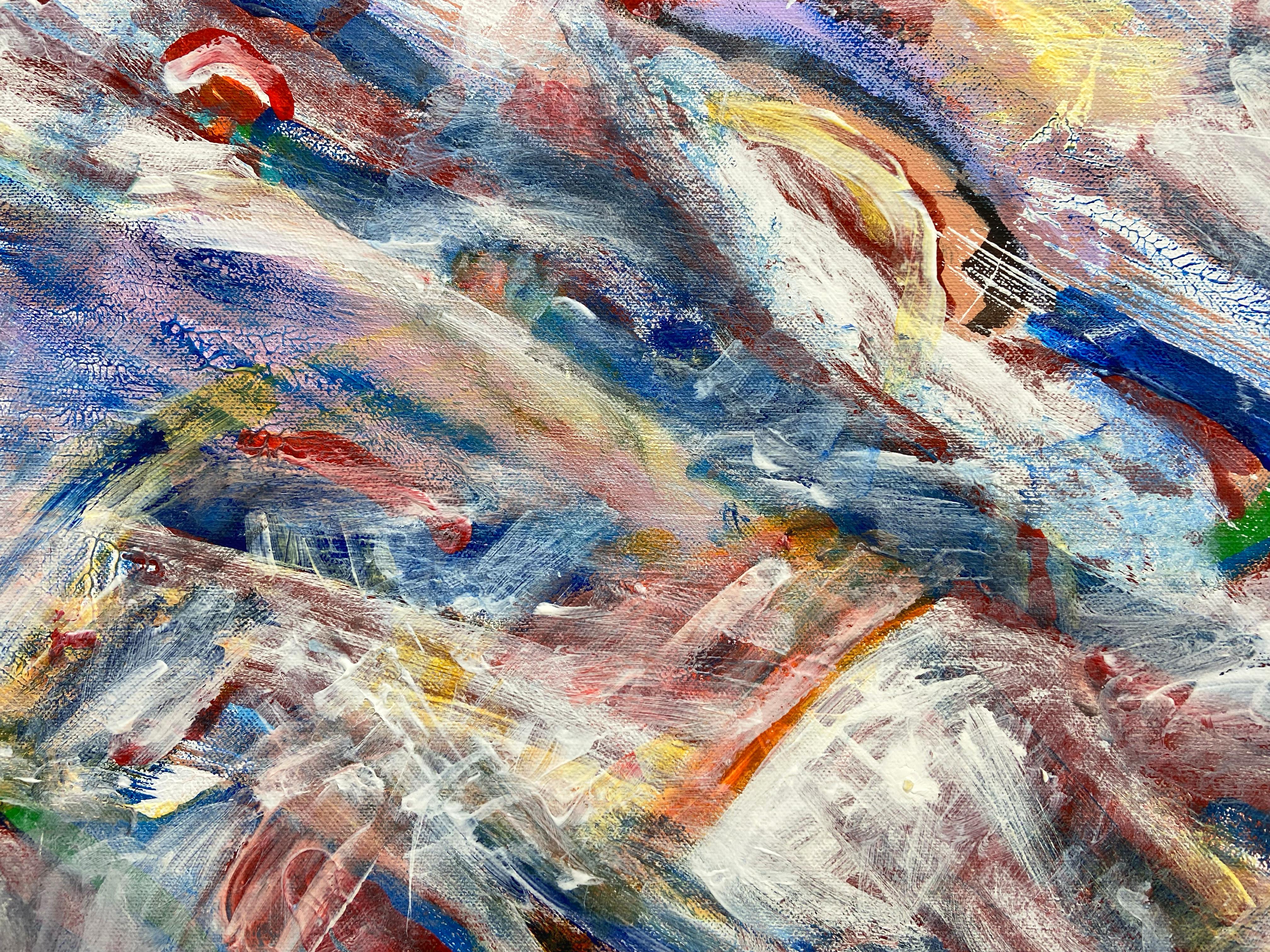 Rainbow flowers, abstract art, abstract painting, abstract expressionism, canvas im Angebot 3