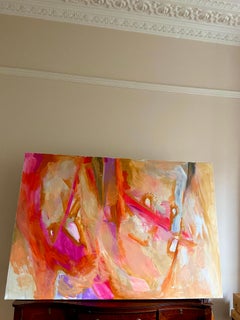 Pittura astratta "Red Bloom", acrilico su tela, XXI secolo, firmata