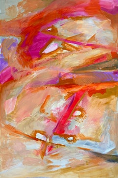 Pittura astratta "Red Bloom", acrilico su tela, XXI secolo, firmata