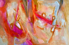 Red Bloom Acrylic Painting on Canvas, Abstract Expressionist, XXL