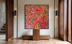 Red Bloom Acrylic Painting on Canvas