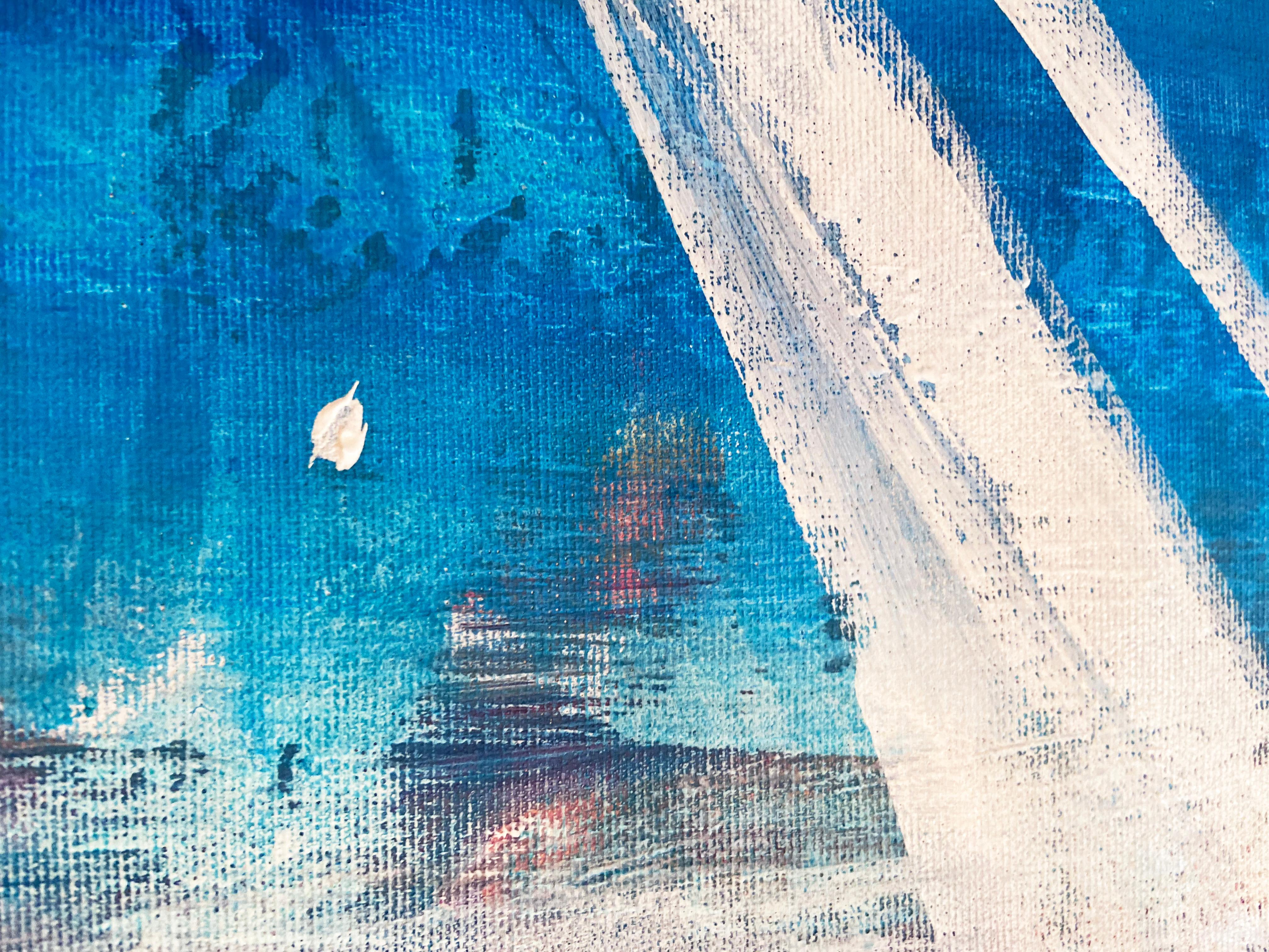 paysage  mer Voiles chanceuses en vente 1