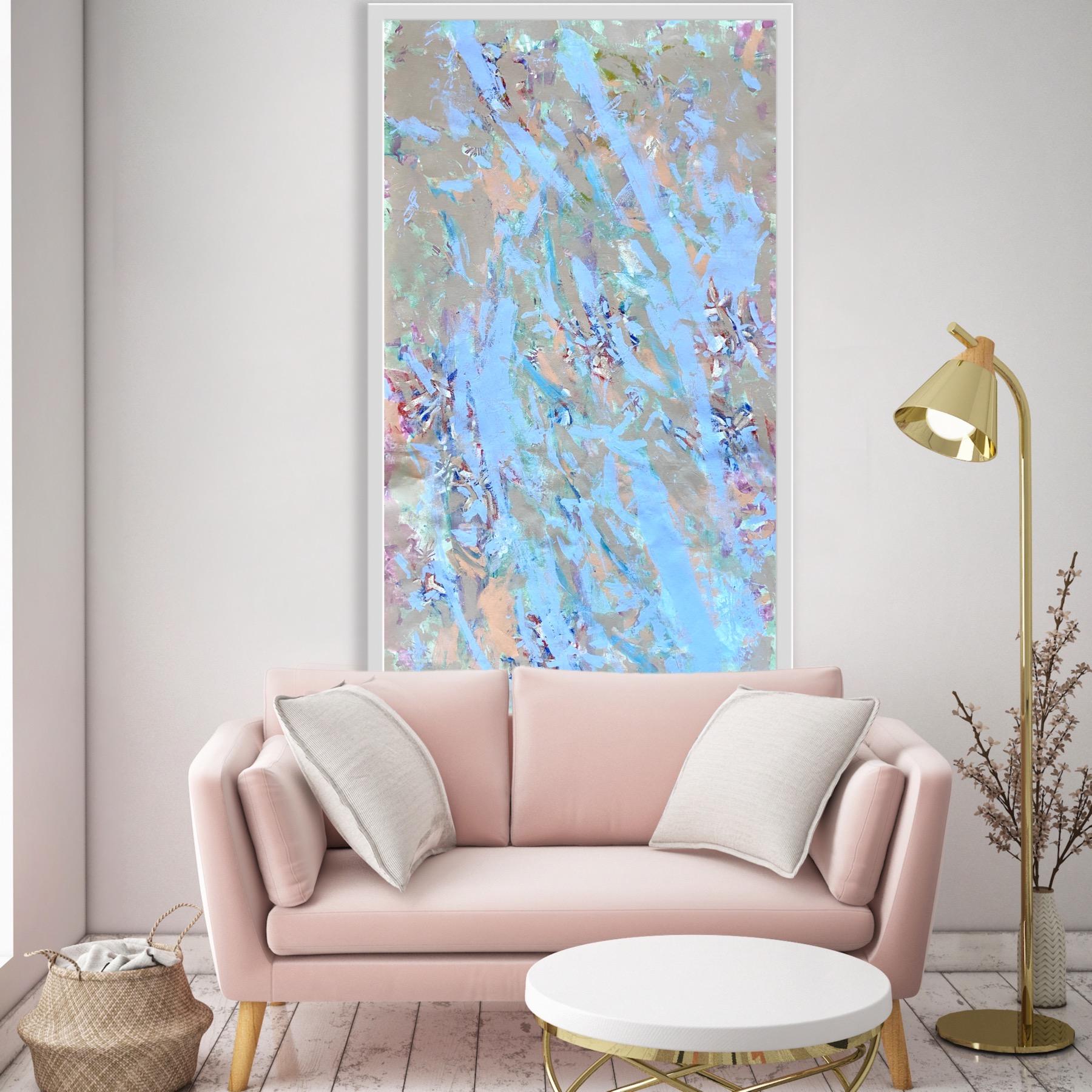 Water - Gray Abstract Painting by Katarina Joys
