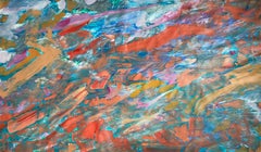 Spontane abstrakte Landschaftsmalerei in Acryl auf Leinwand