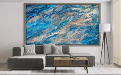 Sunrise Corals: Abstract Acrylic Painting on Canvas, 21st Century