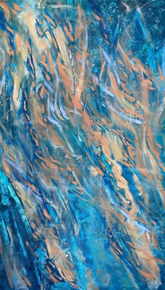 Sunrise Corals: Abstract Acrylic Painting on Canvas, Signed