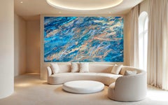 Sunrise Corals Acrylic Painting on Canvas, Abstract, 21st Century