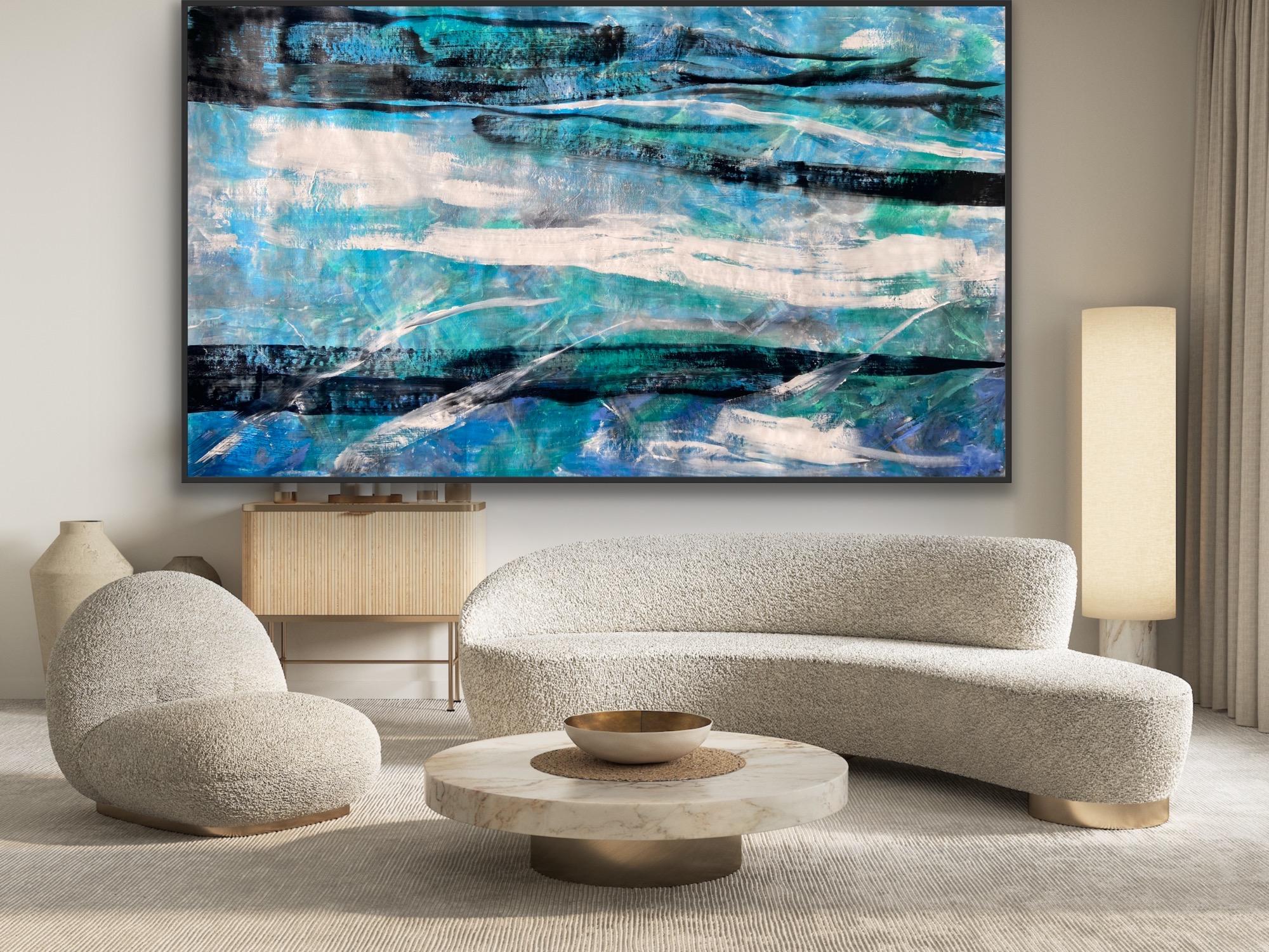 Meer, Himmel, du und ich (Grau), Abstract Painting, von Katarina Joys