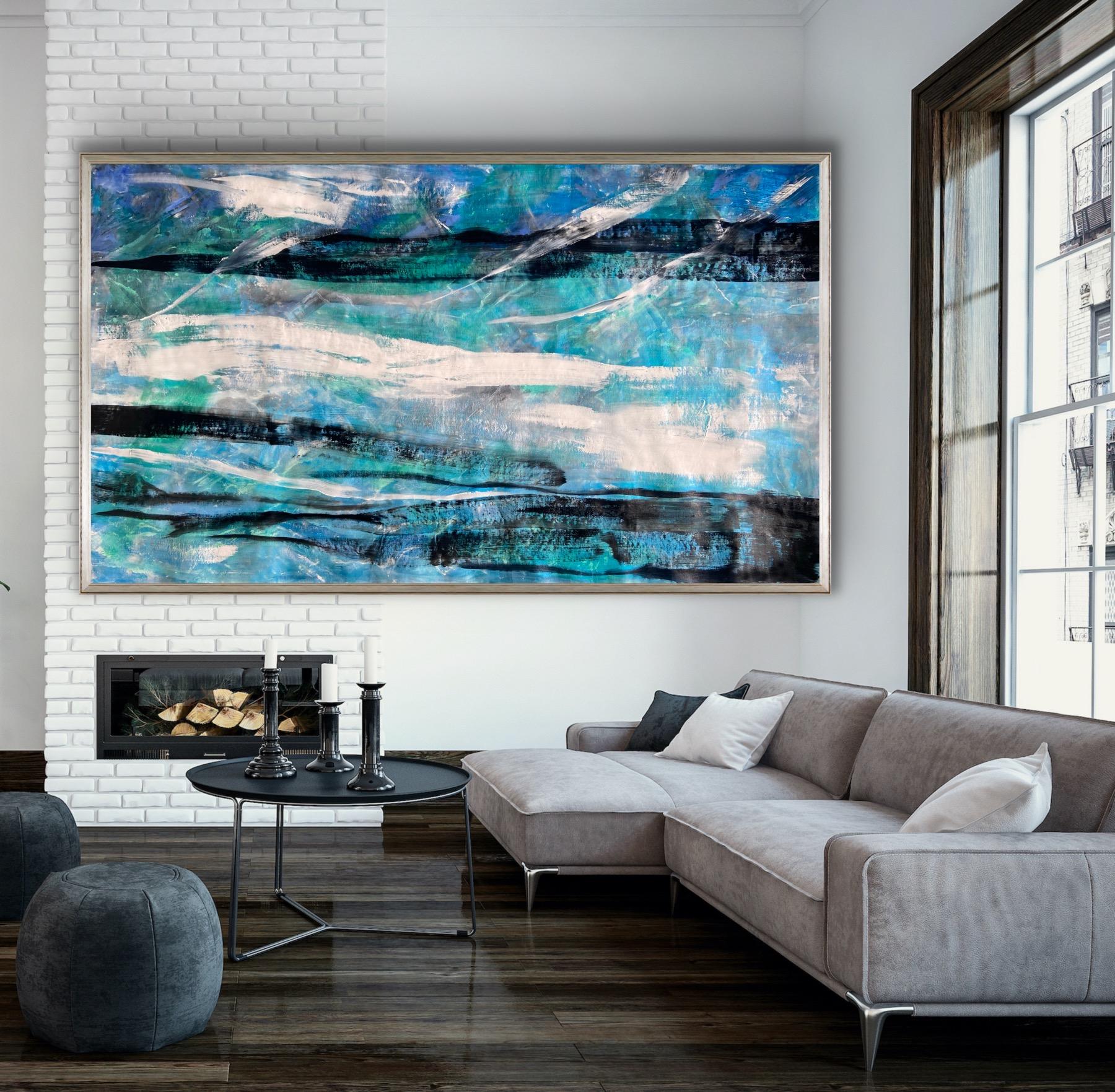 The painting is STRETCHED and FRAMED,  ready to hang.
ANY custom charges/taxes  etc..  ARE INCLUDED in the final price agreed.

The item is located in central London, United Kingdom.

White floating frame, as shown in the photo with the blue