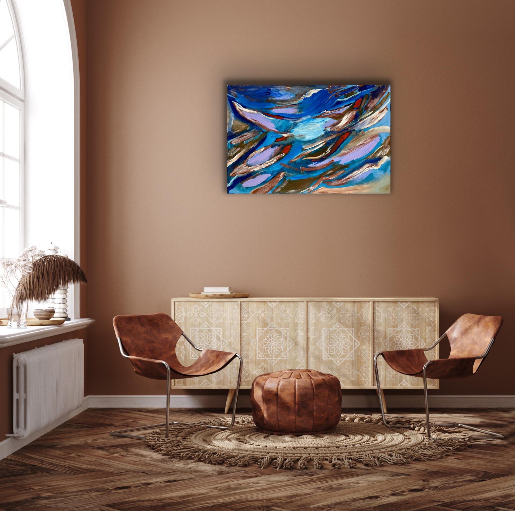 4 seasons - Gray Abstract Painting by Katarina Joys