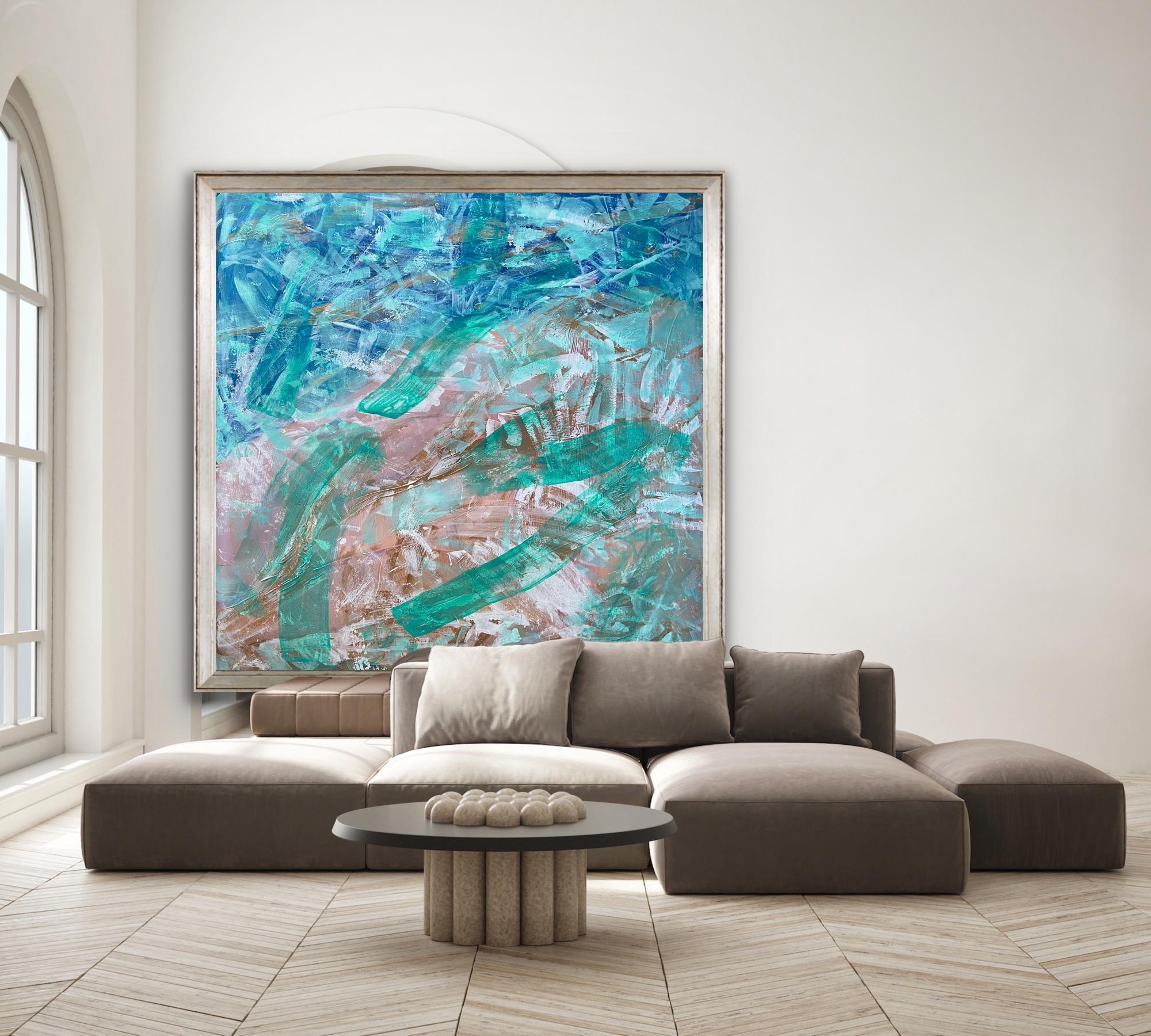 water flowers, abstract expressionism art – Painting von Katarina Joys