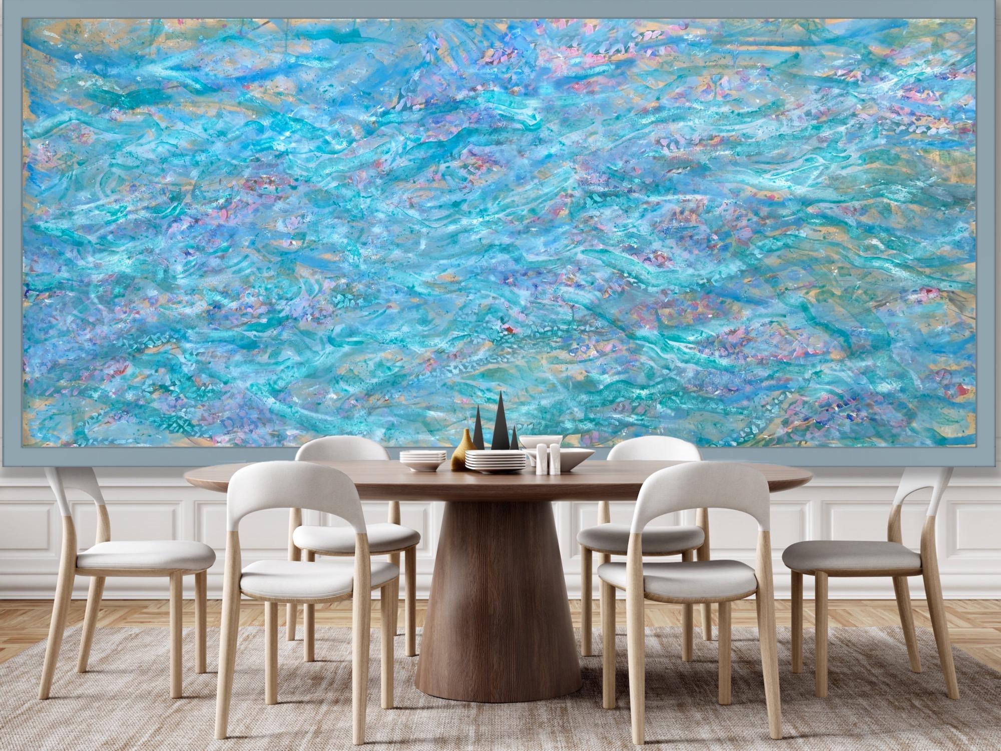 Fleurs d'eau - Impressionnisme abstrait Painting par Katarina Joys