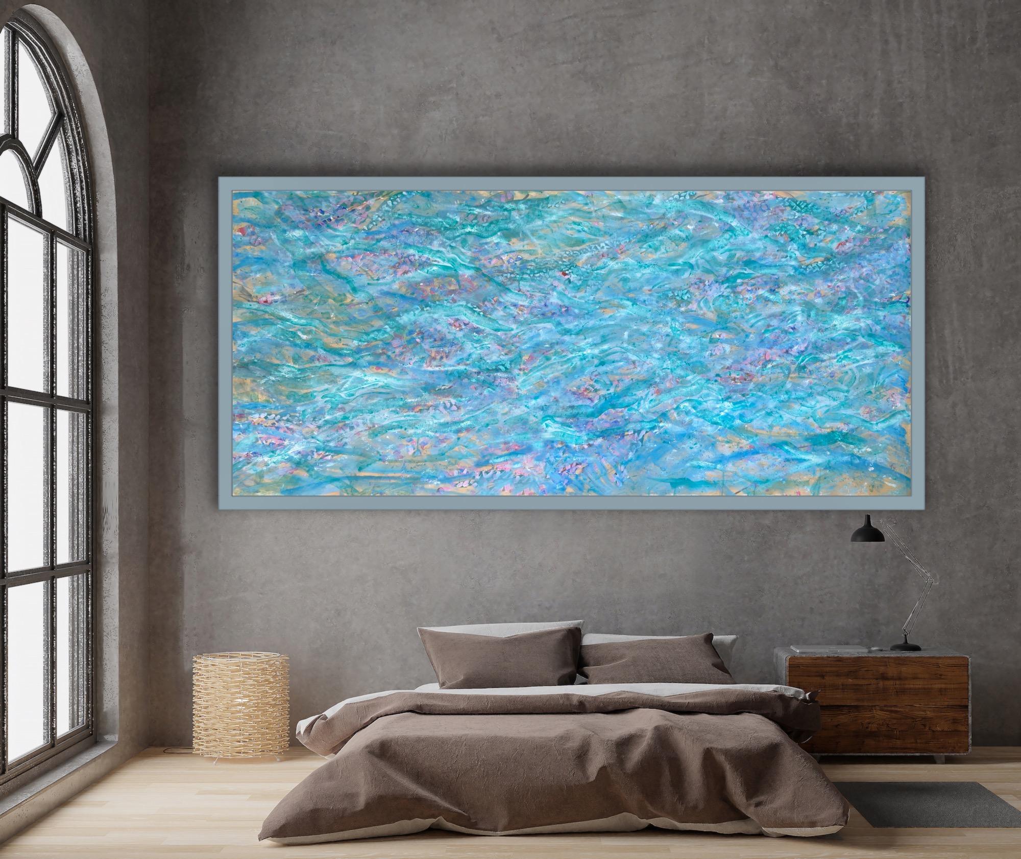 Fleurs d'eau - Gris Abstract Painting par Katarina Joys