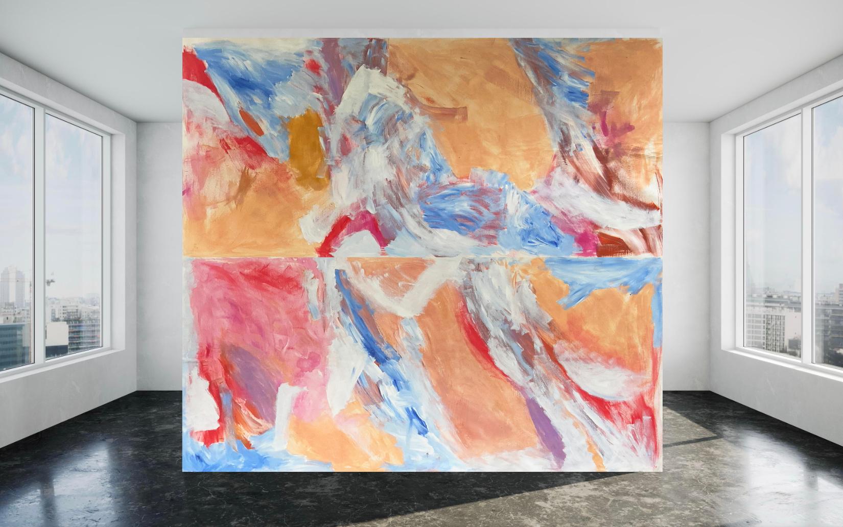 Whirls of fortune, diptych, abstract painting, landscape - Painting by Katarina Joys
