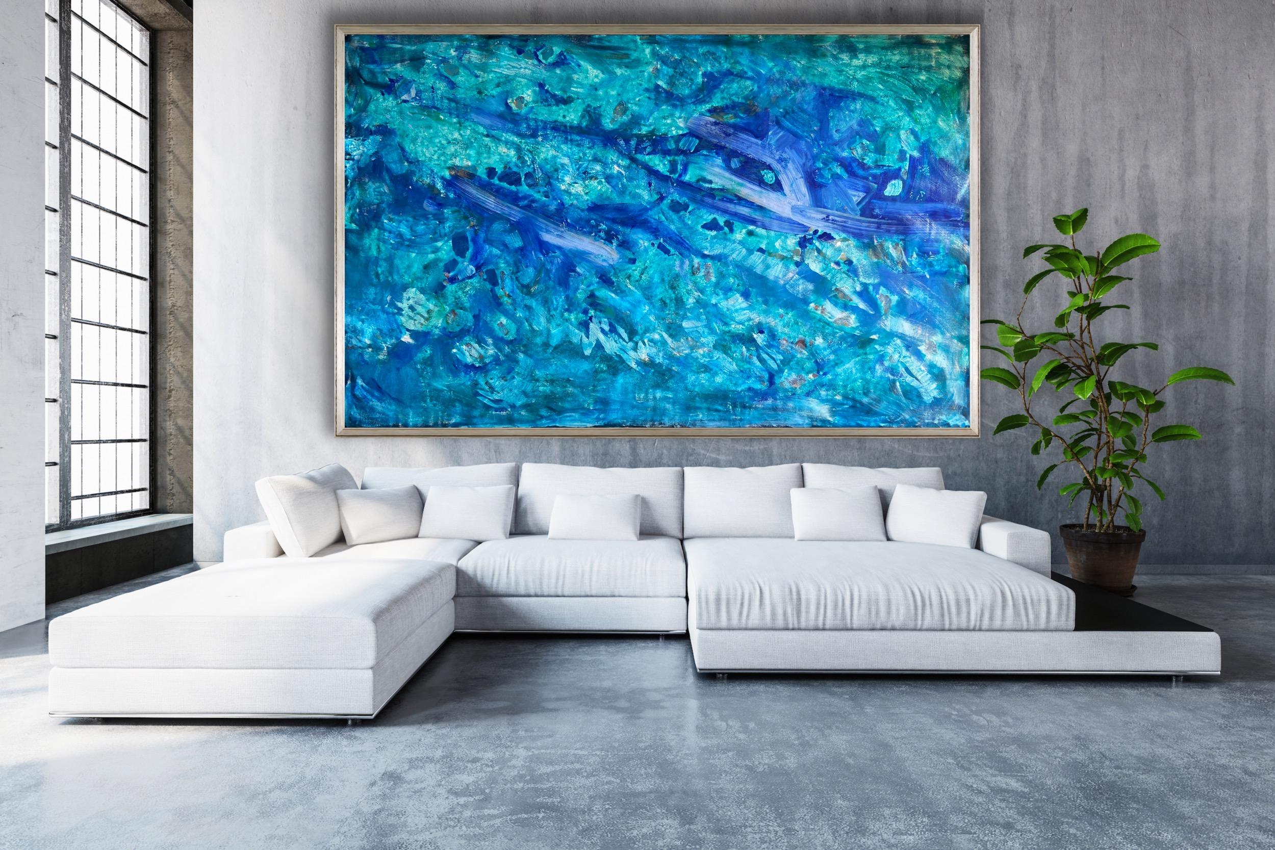 Ocean Breath, abstract extra-large painting on canvas - Painting by Katarina Joys