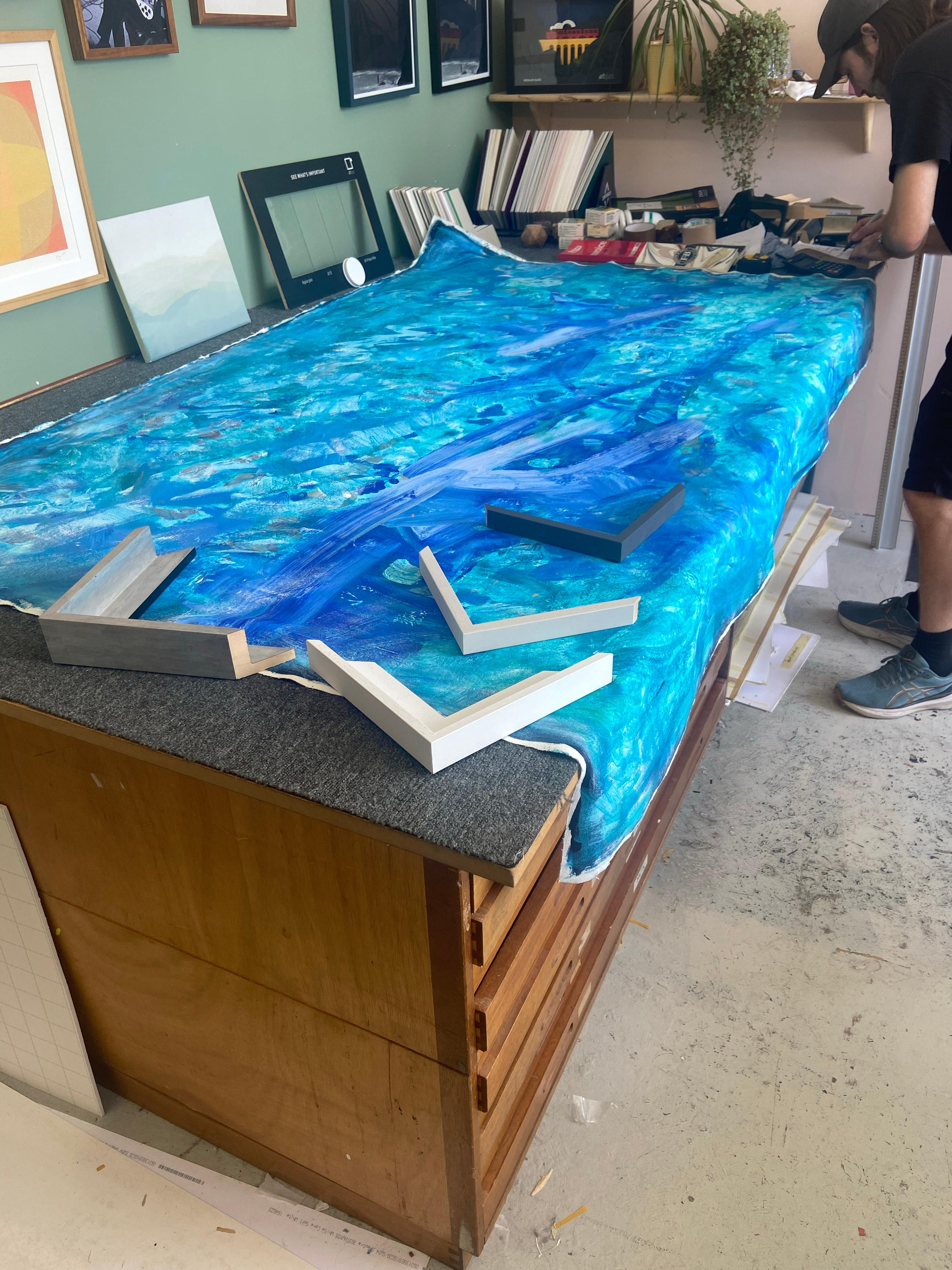 Wild Ocean - Blue Abstract Painting by Katarina Joys