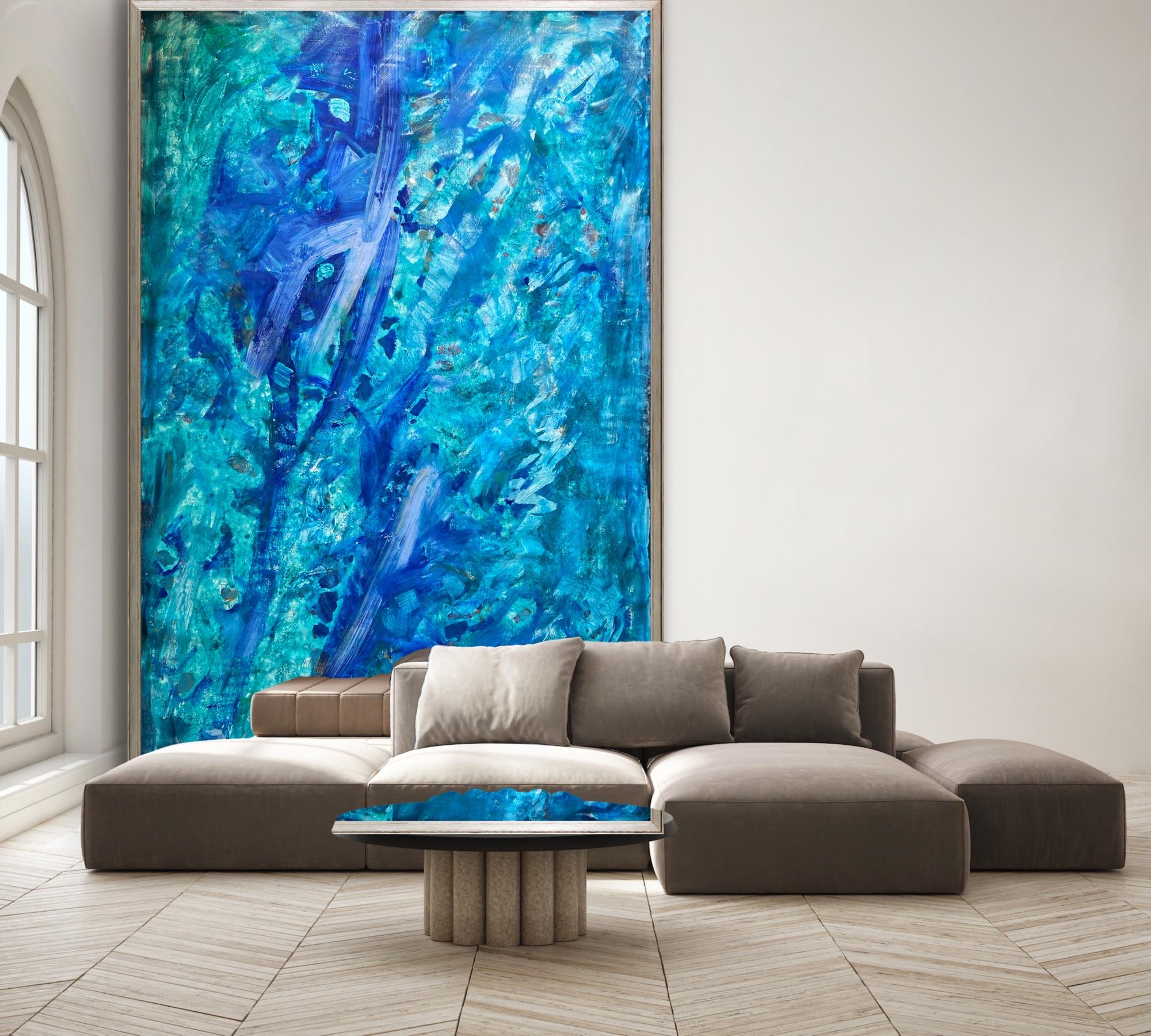Ocean Breath, abstract extra-large painting on canvas - Abstract Expressionist Painting by Katarina Joys