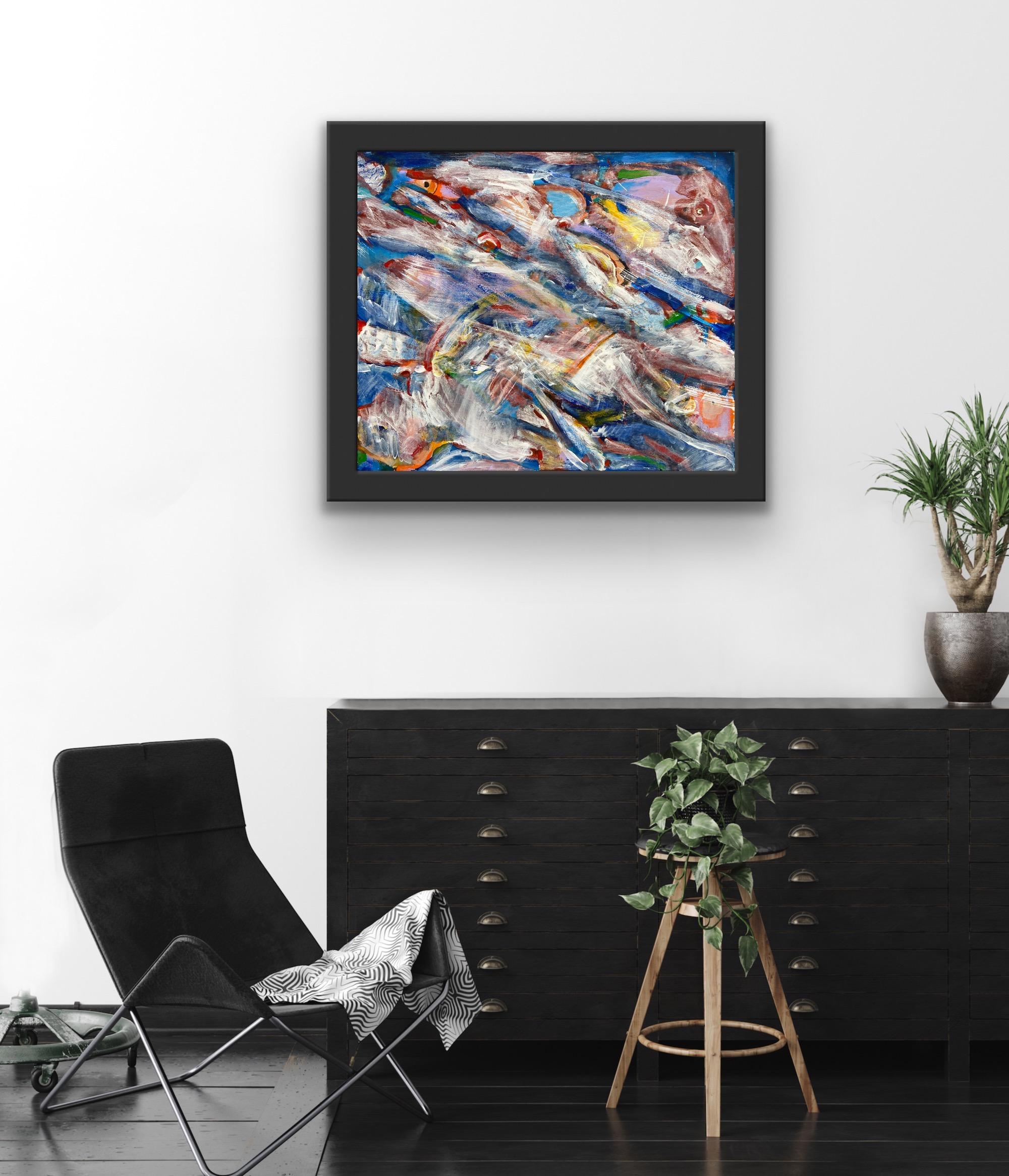 Peces en el mar - Painting Expresionismo abstracto de Katarina Joys