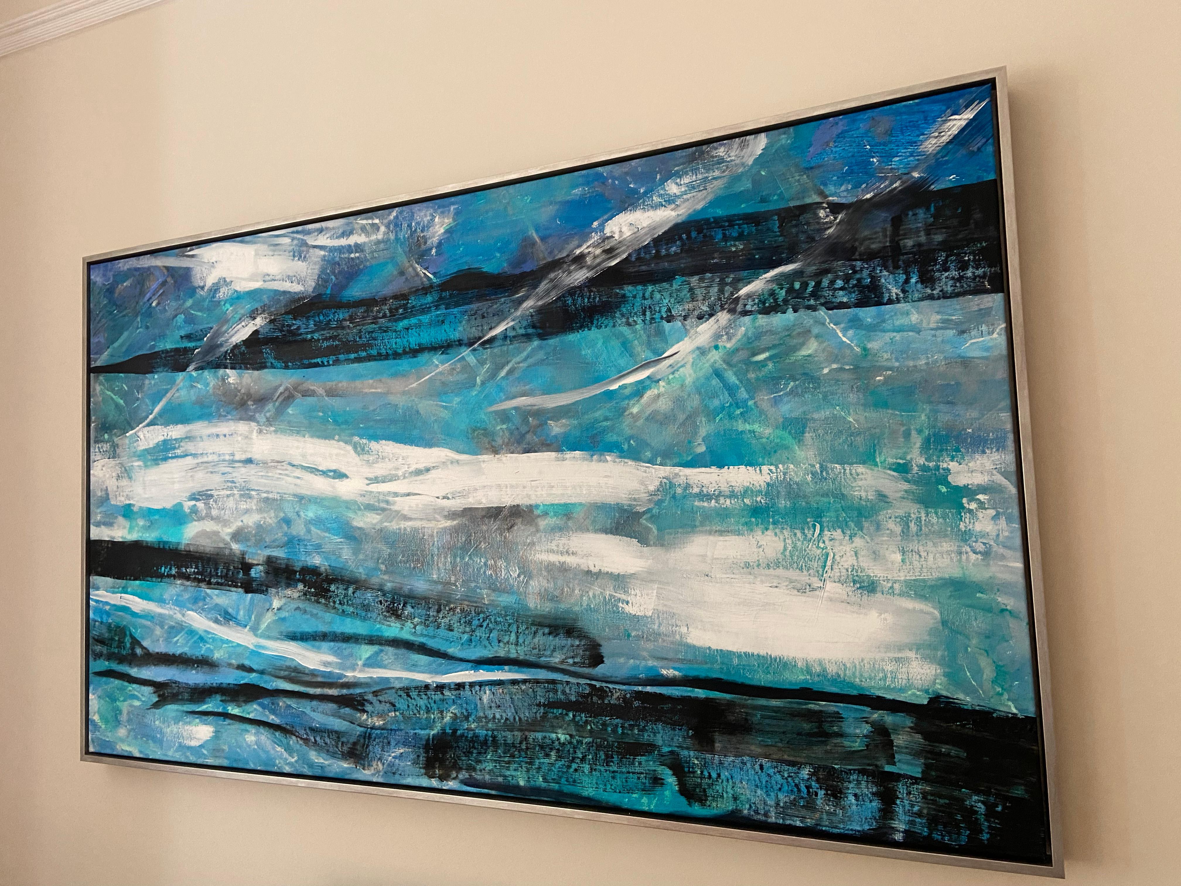 Yin and Yang, abstract painting, black and white, abstract expessionism - Gray Abstract Painting by Katarina Joys