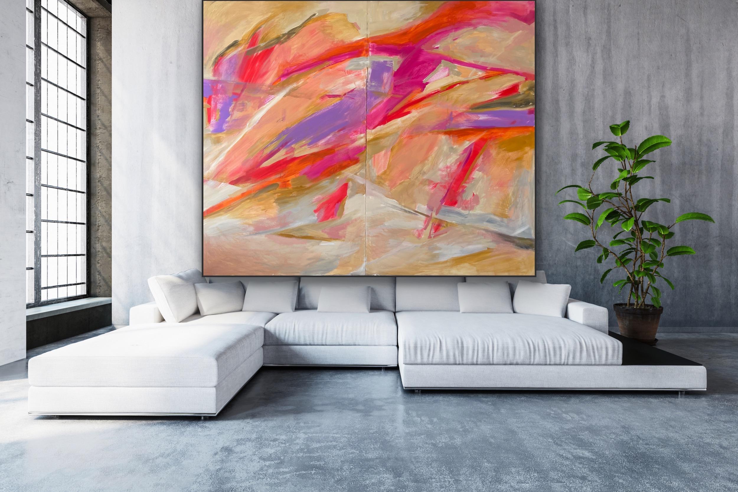 Youth, Large Contemporary abstract painting, fuchsia im Angebot 2
