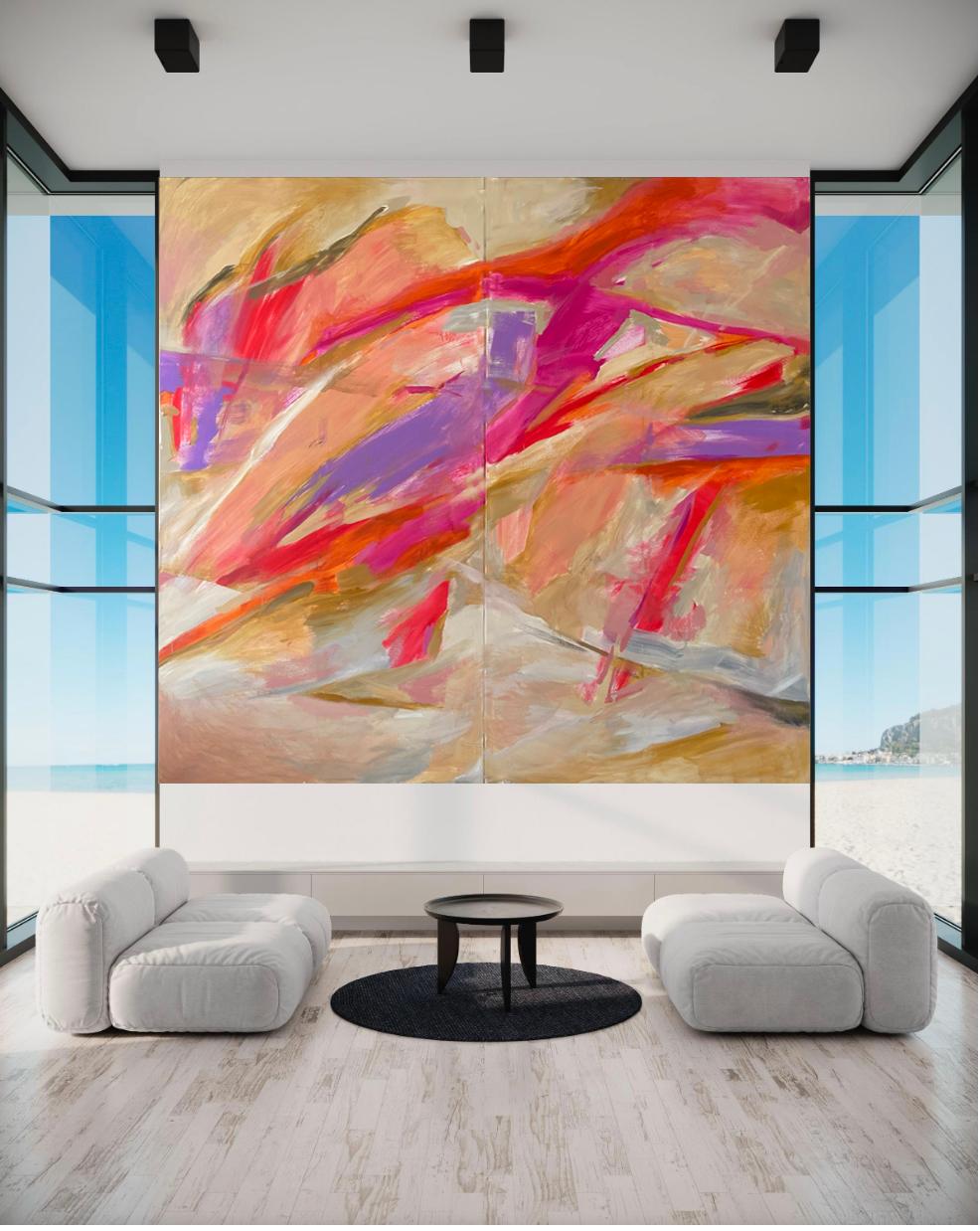 Youth, Large Contemporary abstract painting, fuchsia im Angebot 3