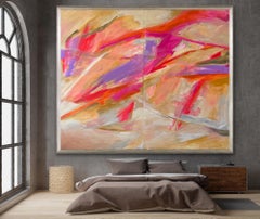 Youth, Large Contemporary abstract painting, fuchsia