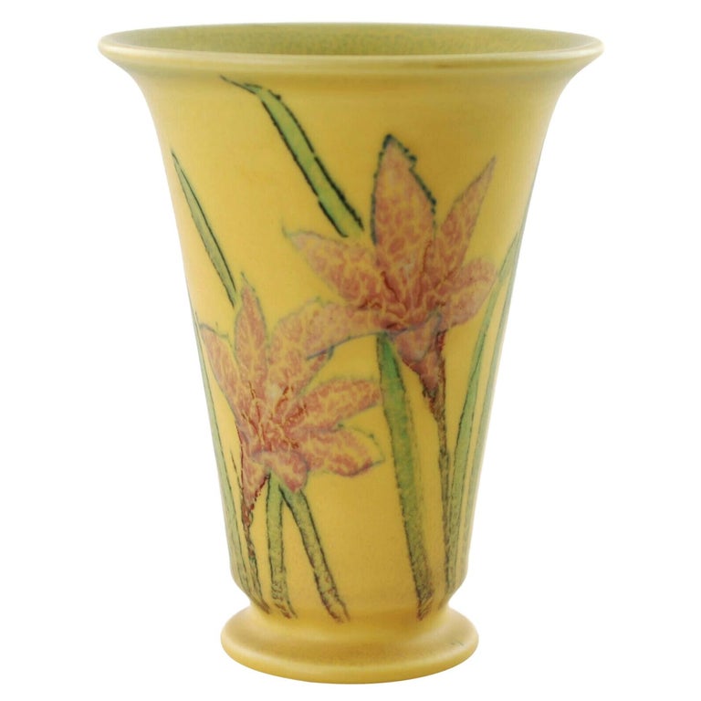 Kataro Shirayamadani Signed Rookwood Pottery Vase with Floral Motif