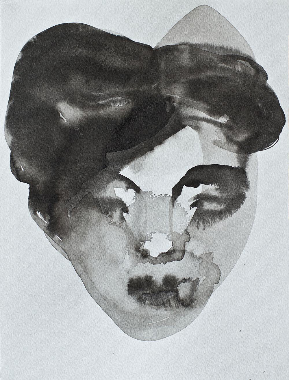 Björk, Silent Heads Series - Contemporary Ink Painting Expressive Woman Portrait - Art by Katarzyna Swinarska
