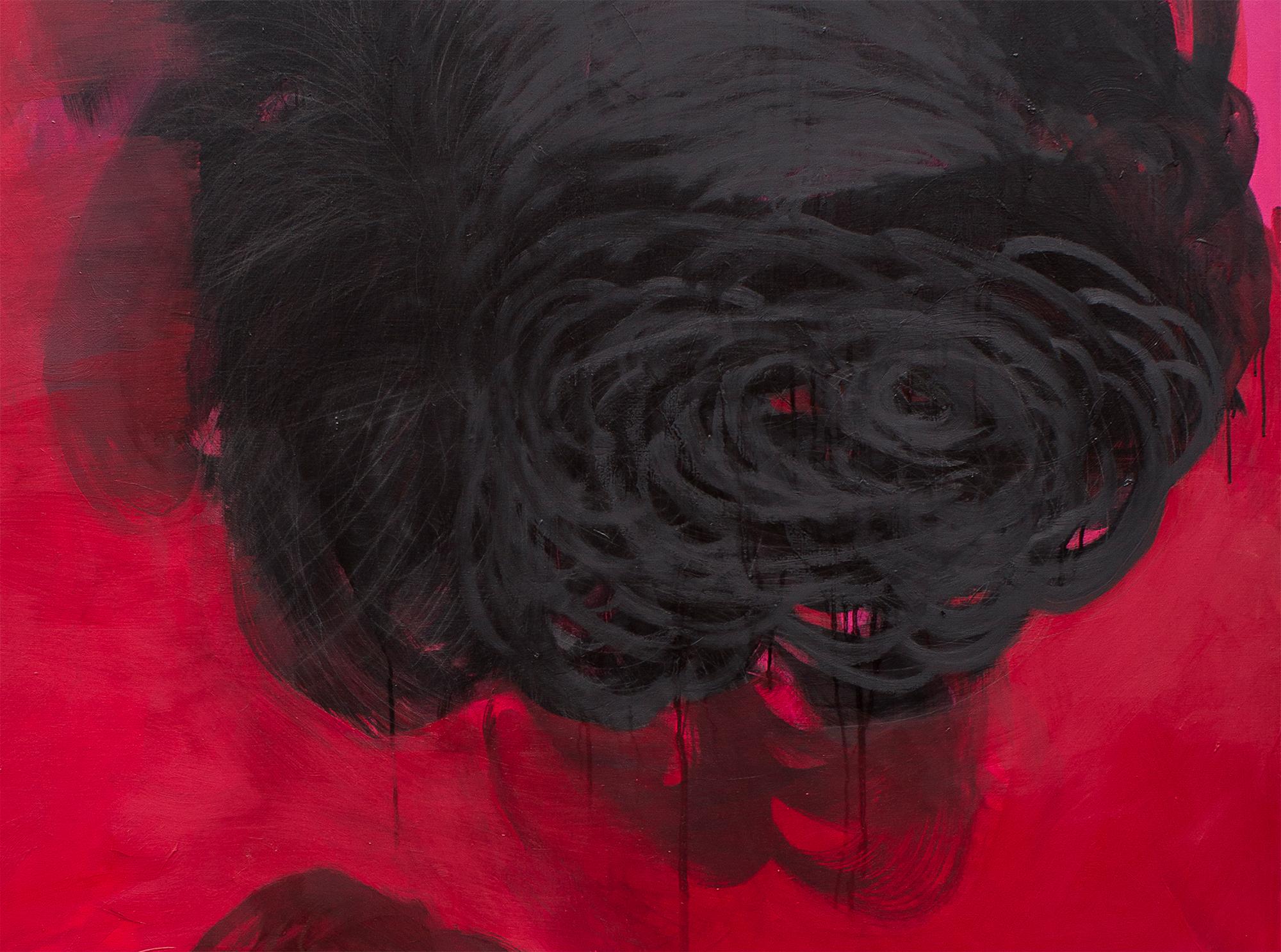 Crimson Love - Modernes expressionistisches abstraktes Ölgemälde, Großformat, Rot – Painting von Katarzyna Swinarska