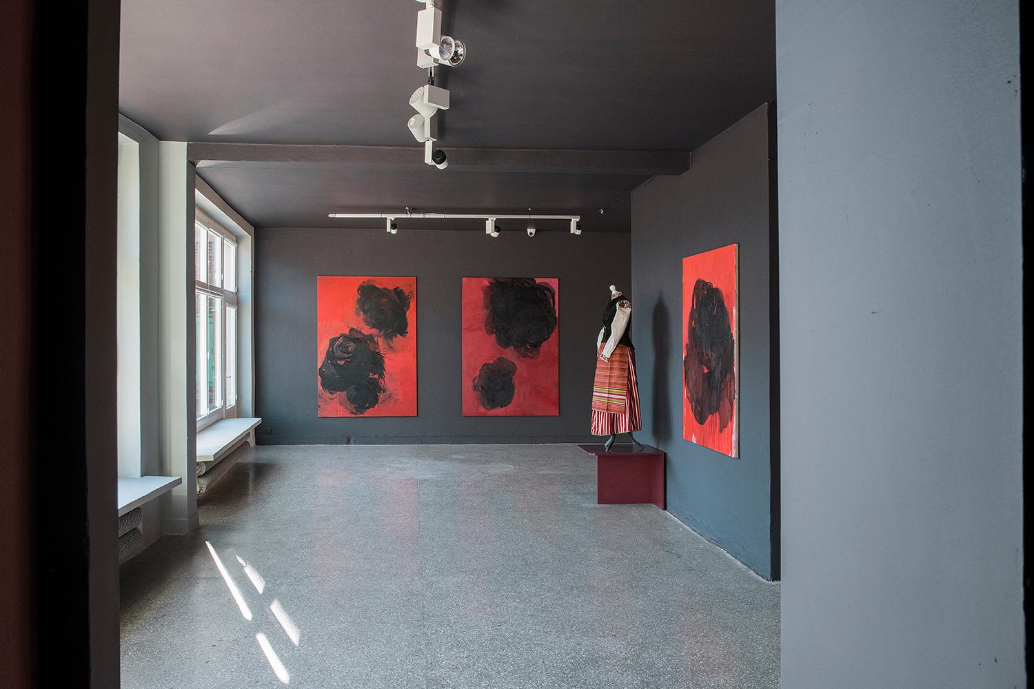 Crimson Love - Modernes expressionistisches abstraktes Ölgemälde, Großformat, Rot im Angebot 1