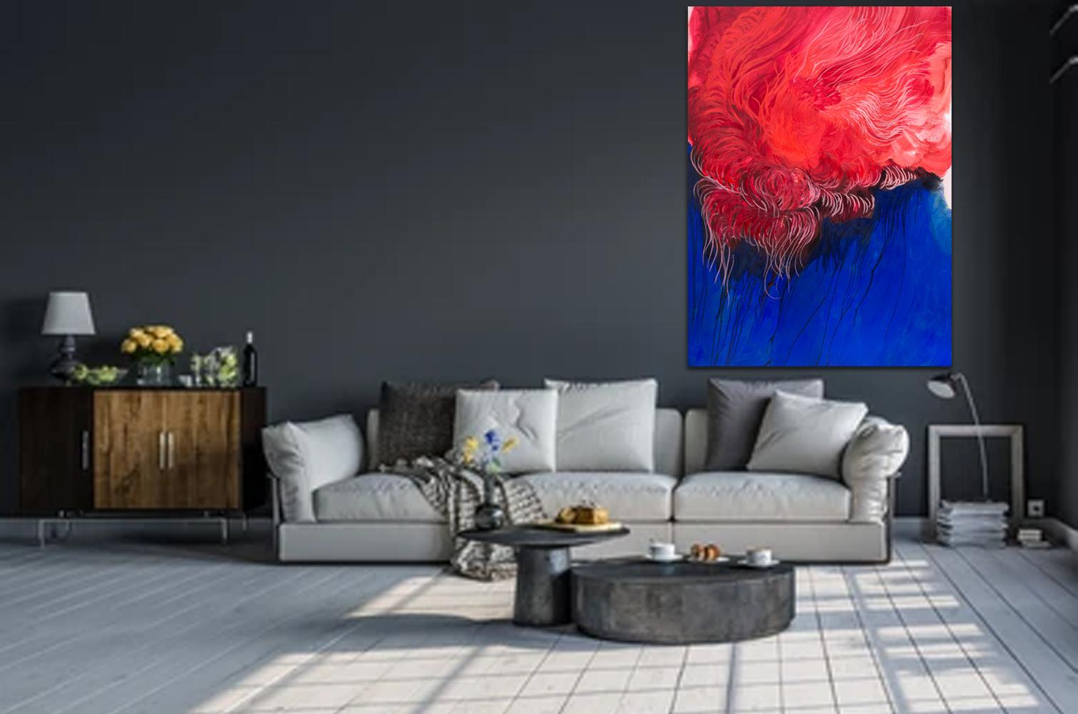  Fervent Love - Modern Expressive Abstract Flowers Oil Painting  - Large Format For Sale 2