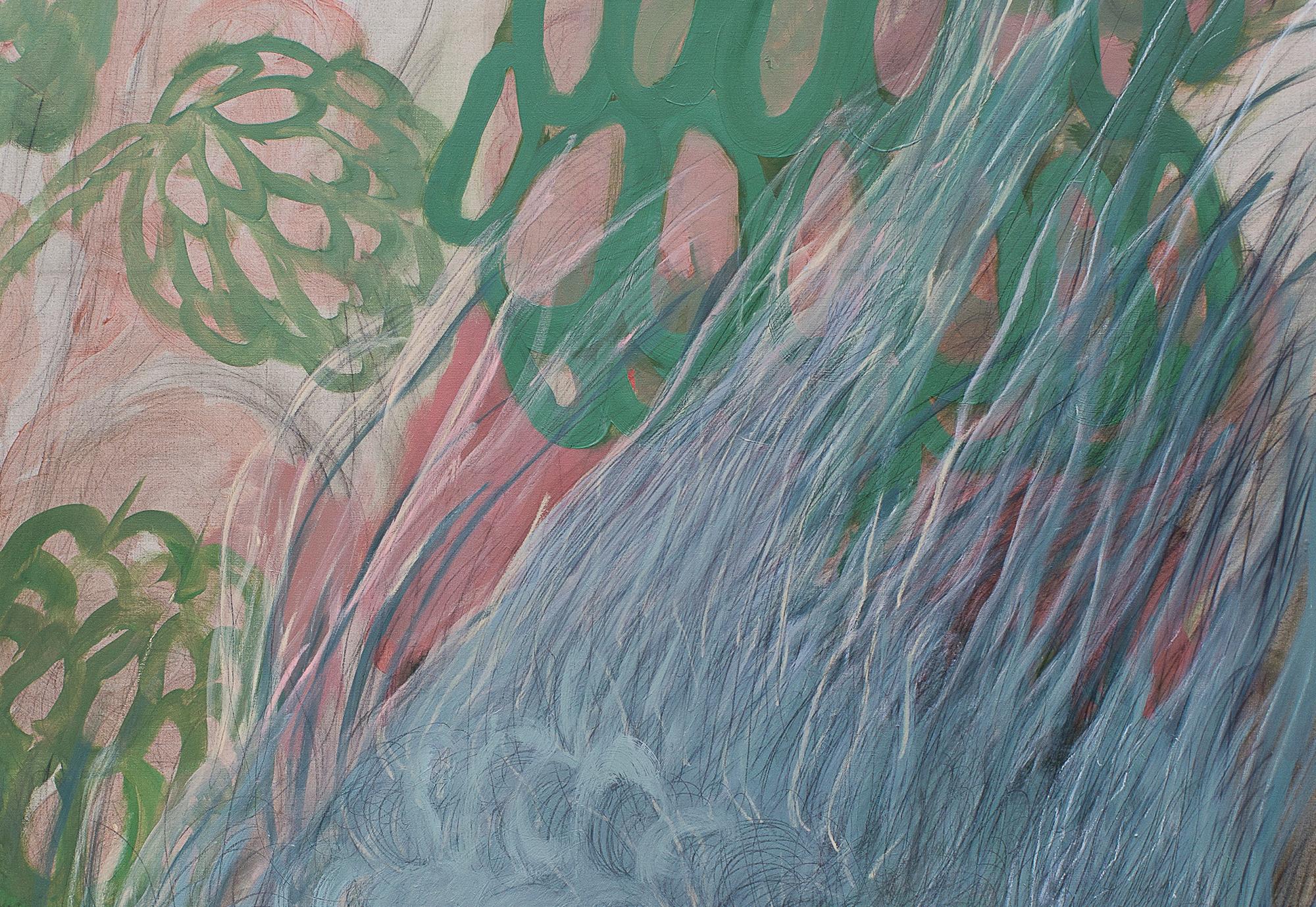 Jardín 1 - Pintura Figurativa Moderna al Óleo Flores  - Gran Formato, Naturaleza, Planta - Painting Contemporáneo de Katarzyna Swinarska