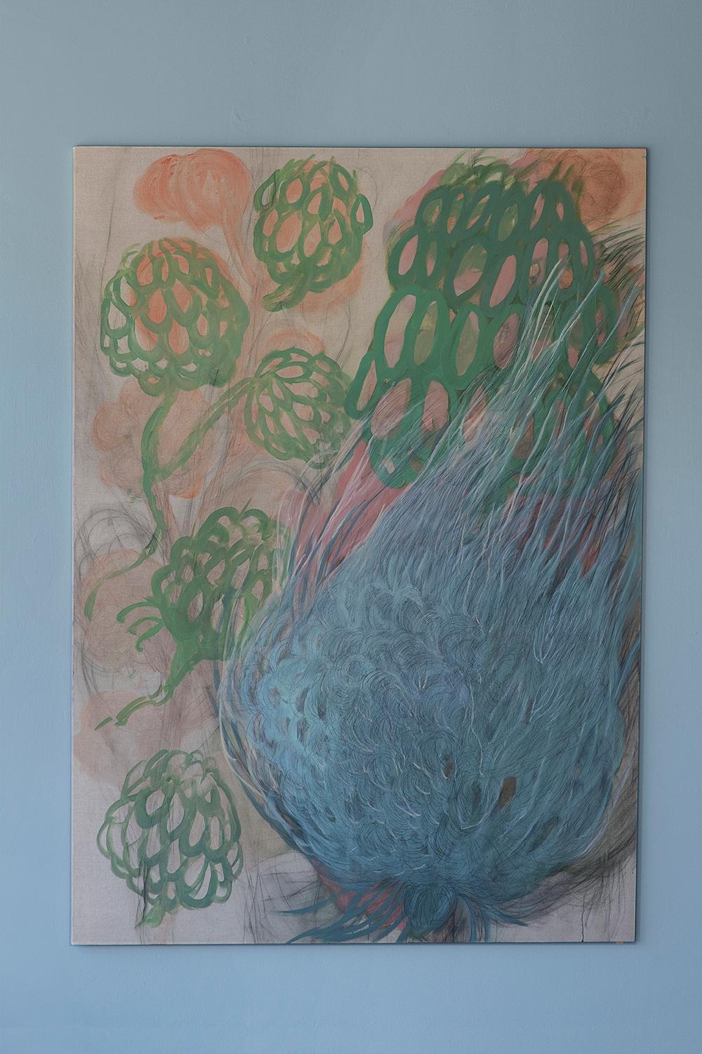 Jardín 1 - Pintura Figurativa Moderna al Óleo Flores  - Gran Formato, Naturaleza, Planta 1