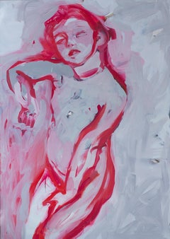 Lying God I  (Framed) - Contemporary Figurative Oil Painting, Nude - XXI Century