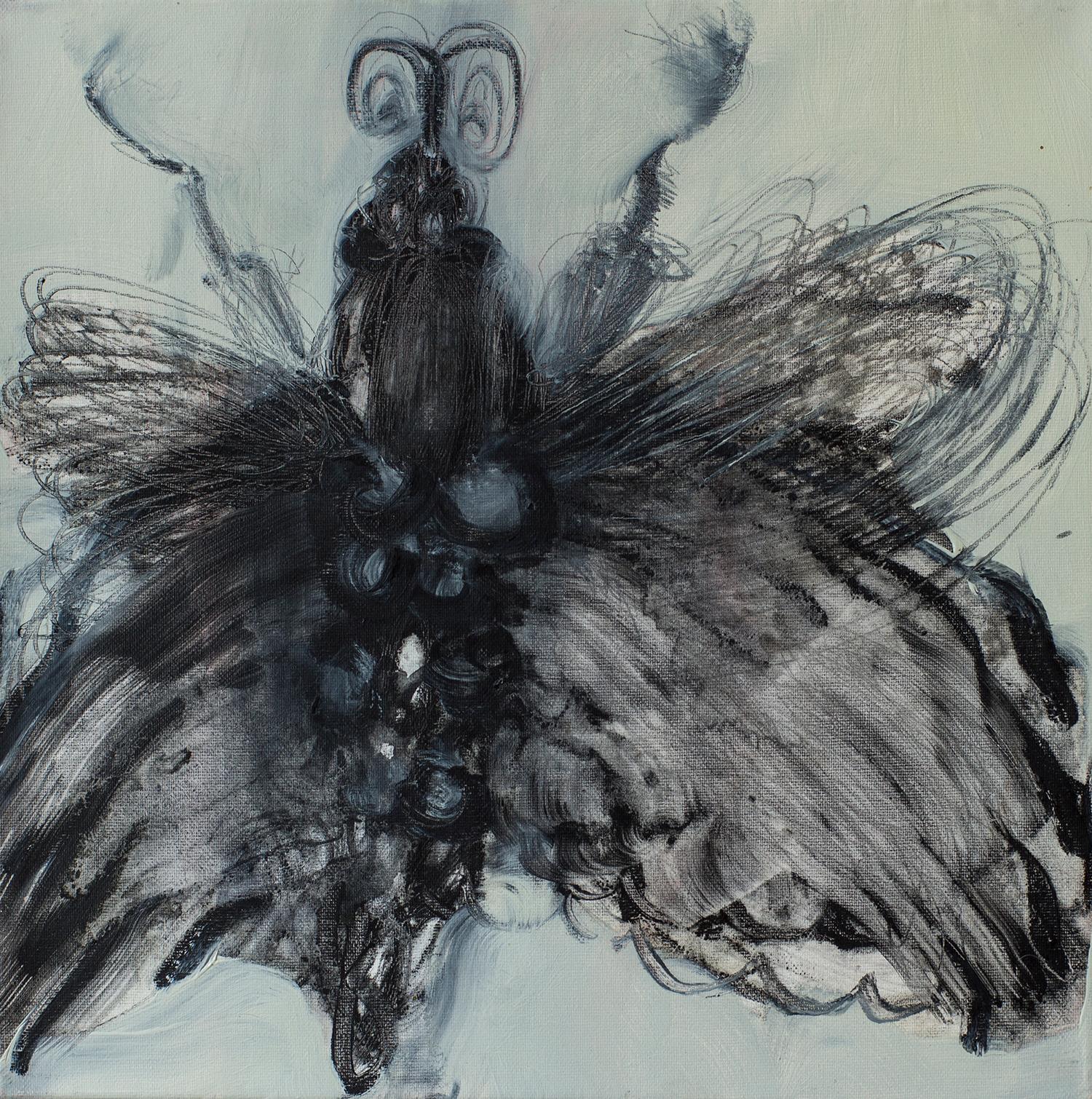 Katarzyna Swinarska Figurative Painting - Moth I, Composition with Insect - Night Butterflies - Contemporary Painting 