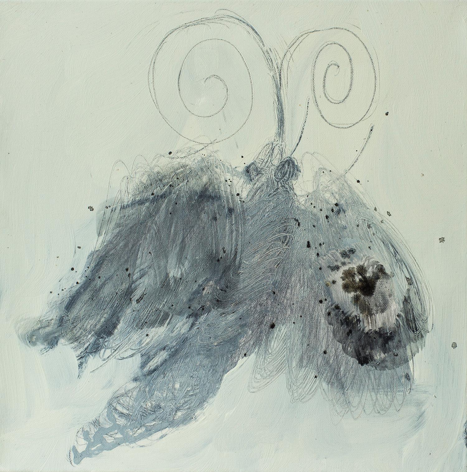 Moth II, Composition with Insect - Peinture à l'huile figurative contemporaine, animaux